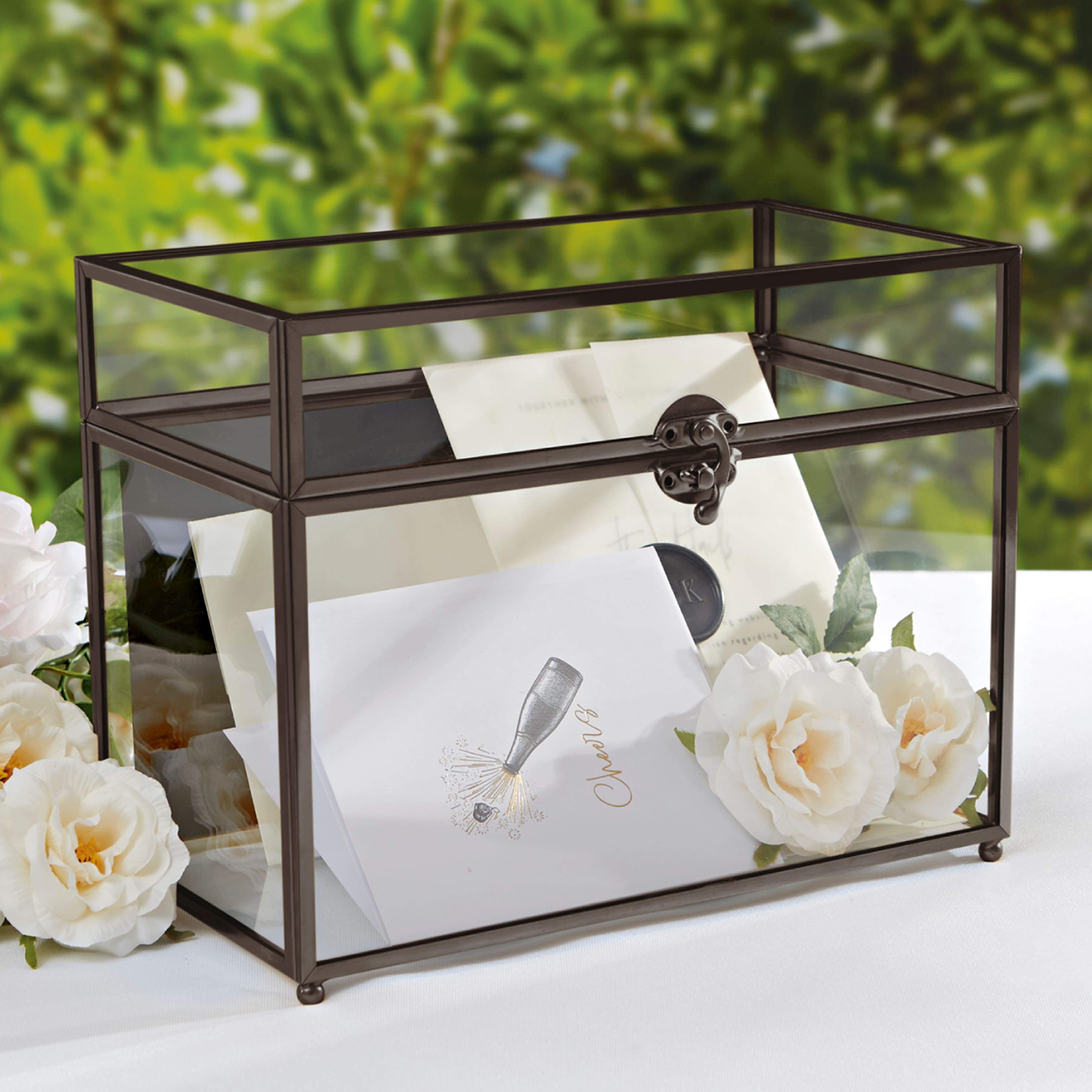 Black Metal &#x26; Glass Card Box by Celebrate It&#x2122;