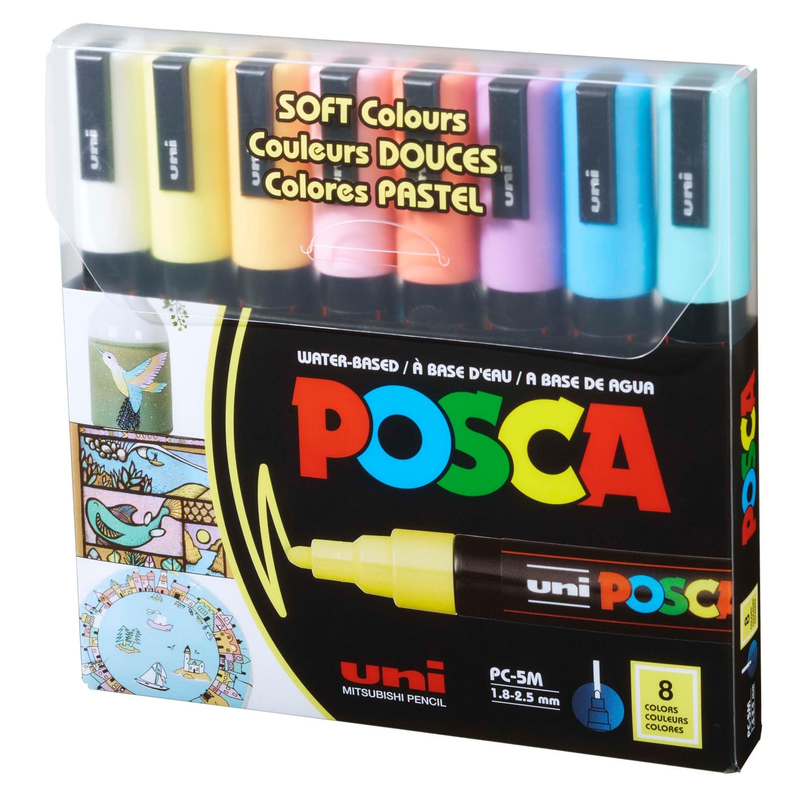 6 Packs: 8 ct. (48 total) Uni Posca PC-5M Medium Tip Soft Color Paint Markers