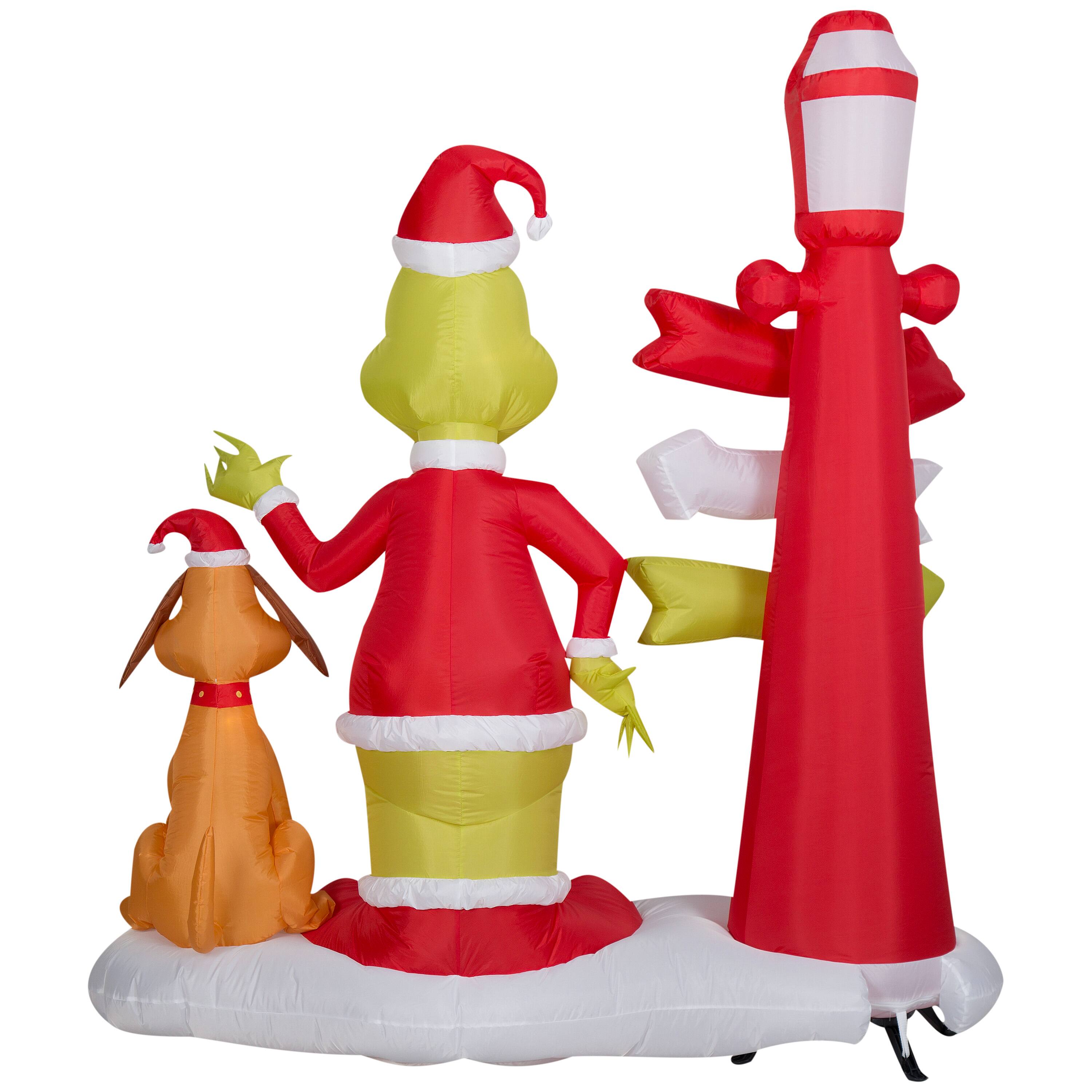 6ft. Airblown&#xAE; Inflatable Christmas Grinch &#x26; Max with Lamp Post