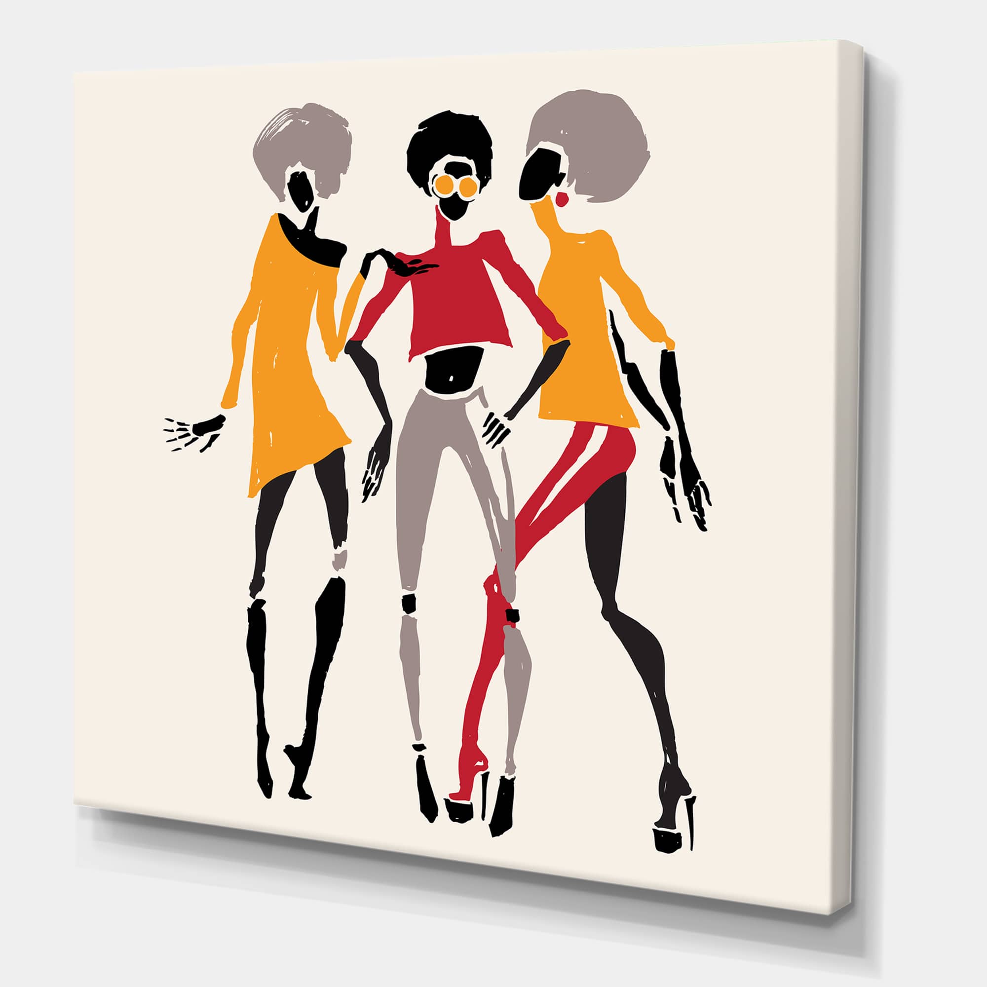 Designart - African American Women Silhouettes II - Modern Canvas Wall Art Print