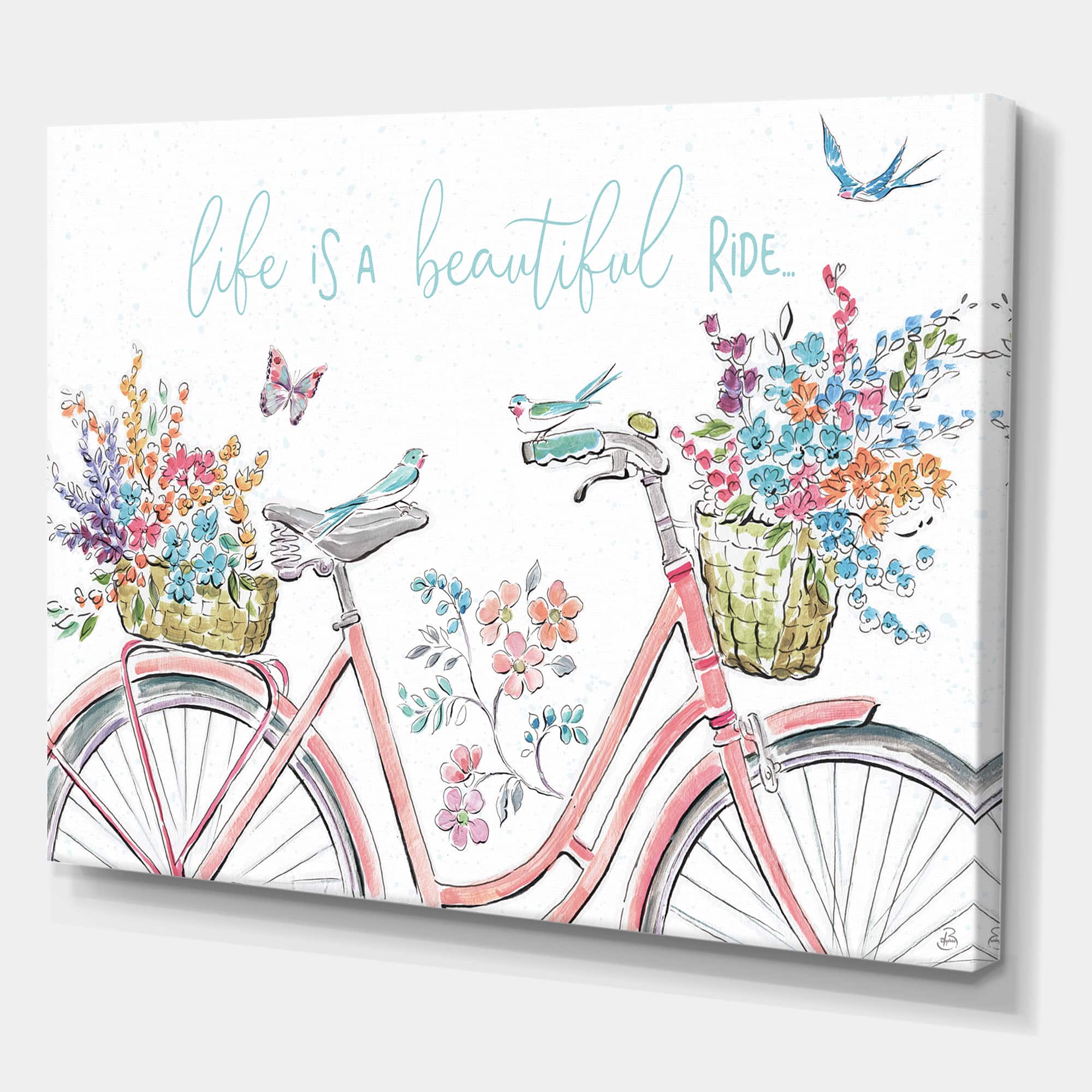 Designart - Spring Bike Bouquet - French Country Canvas Artwork