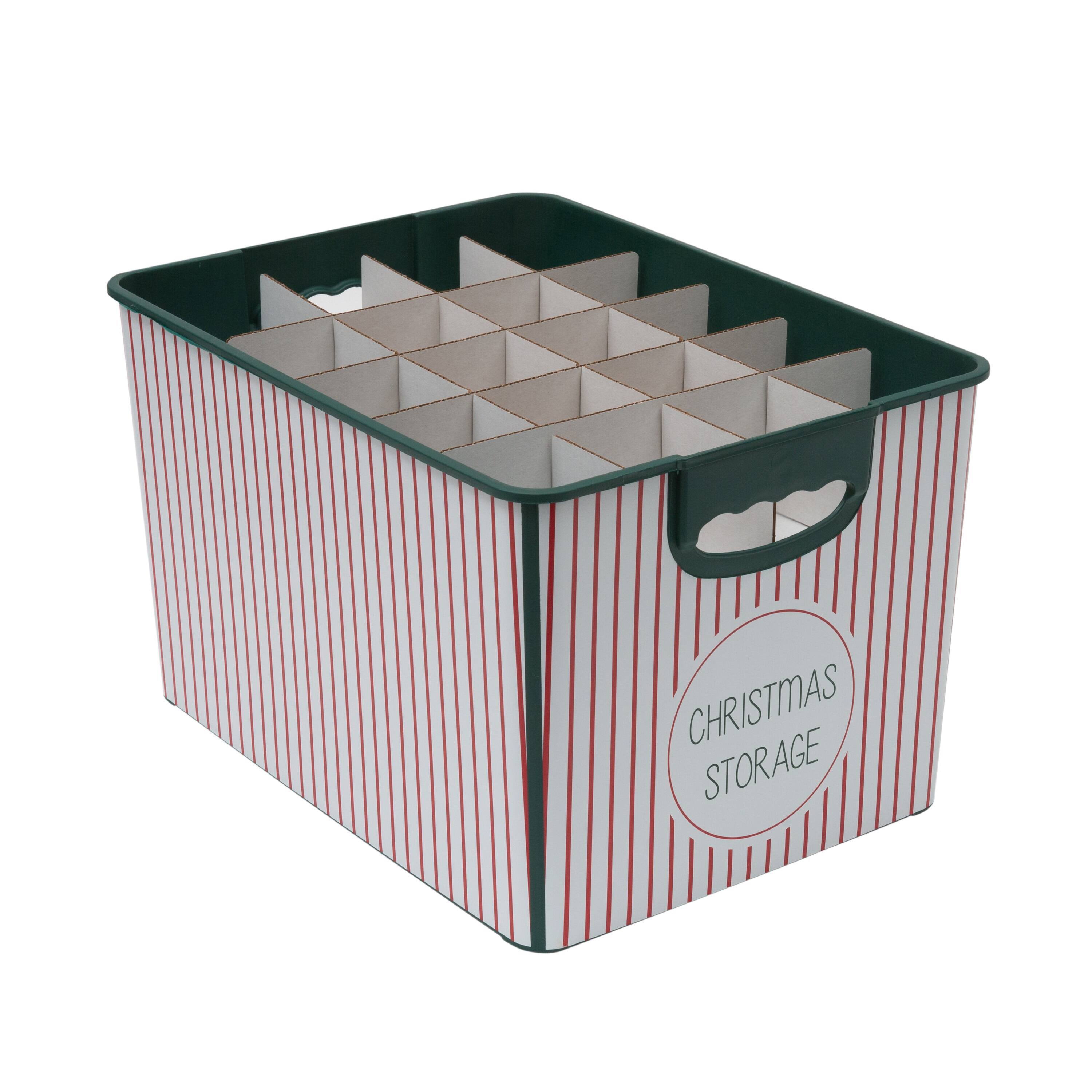 Simplify Christmas Stripe Design Green Ornament Storage Tote Bin