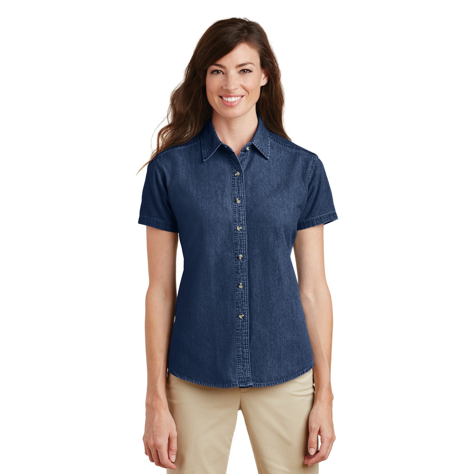 Port & Company® Ladies Short Sleeve Value Denim Shirt