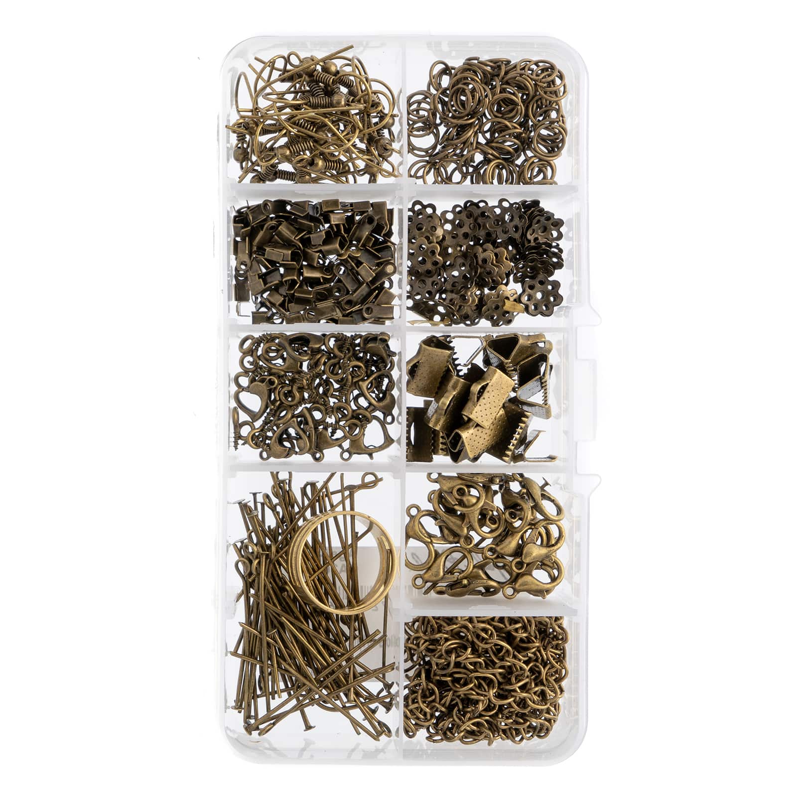 John Bead 9 Slot Rectangle Antique Copper Findings Jewelry Making Kit, 461ct.