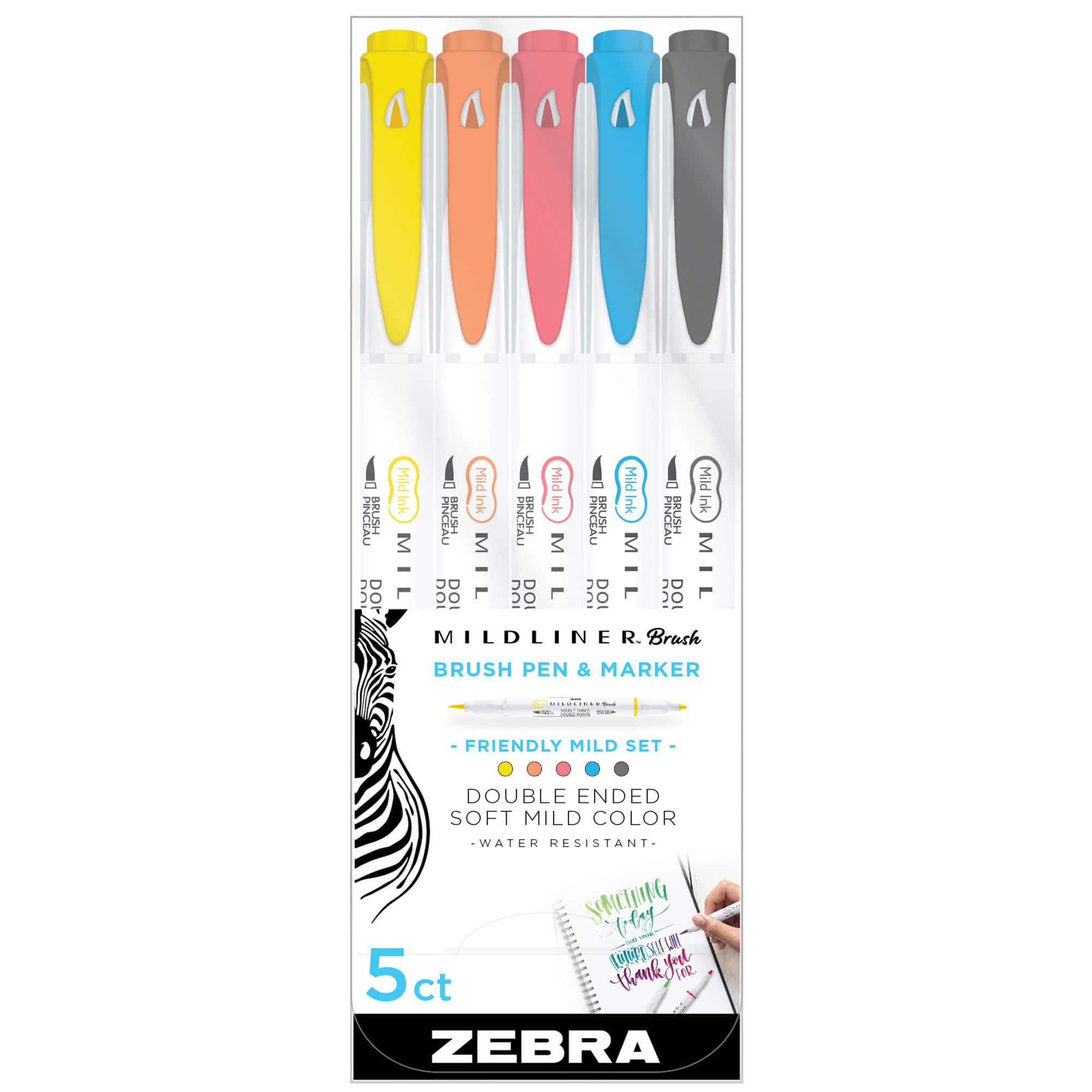 Zebra Mildliner Friendly Double-Ended Brush Pen Set