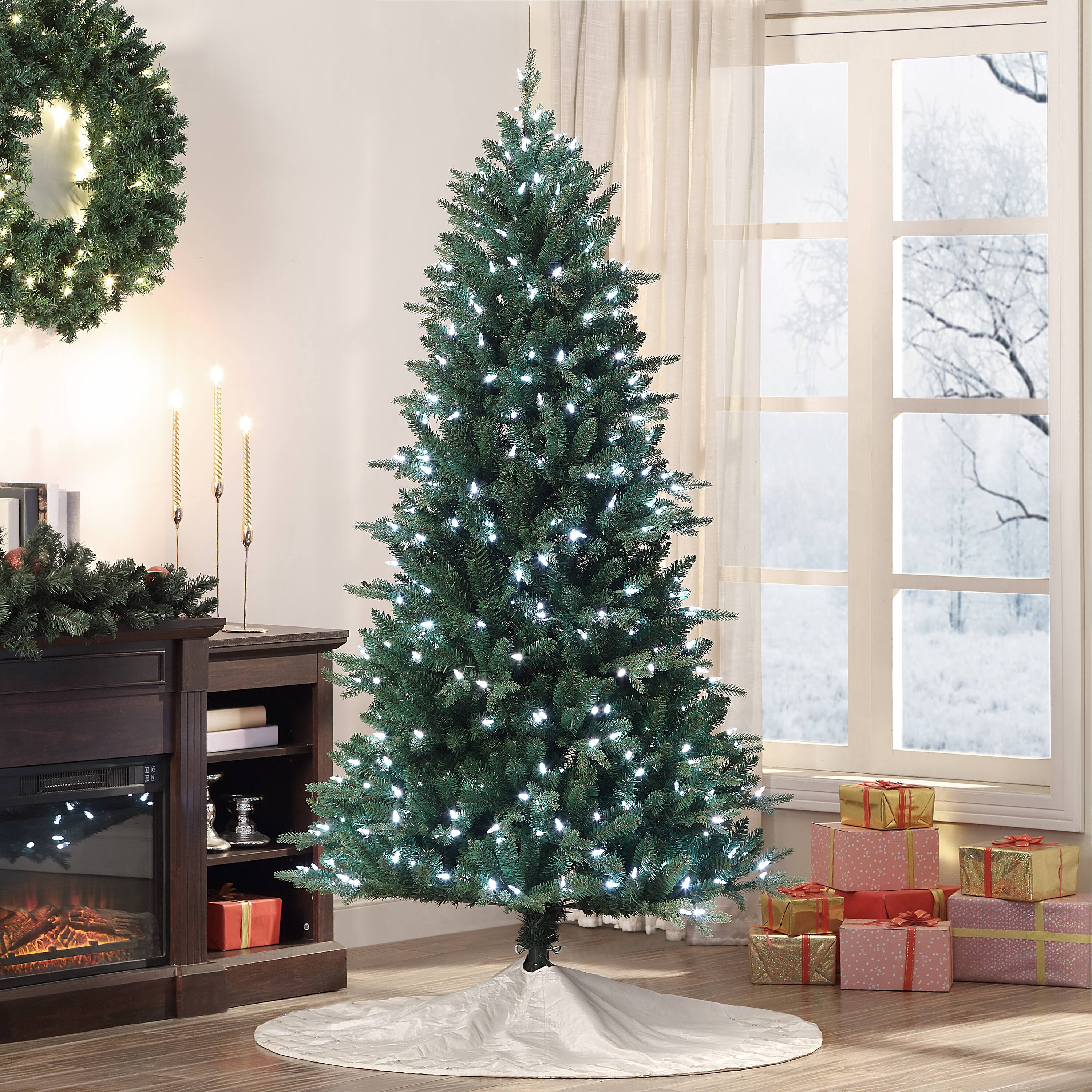 6.5ft. Pre-Lit Alexa Enabled Mountain Fir Artificial Christmas Tree, Multicolor LED Lights