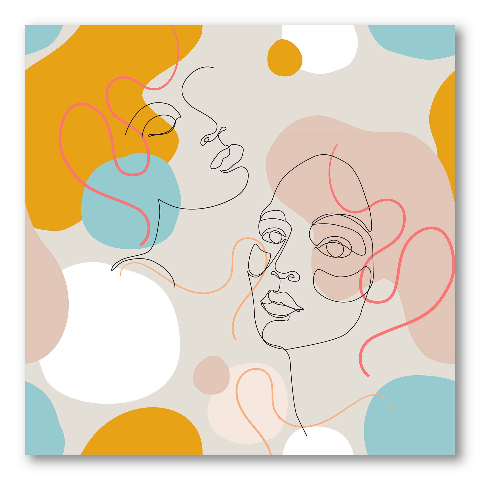 Designart - Minimal One Line Portrait of Female Face II - Modern Canvas Wall Art Print