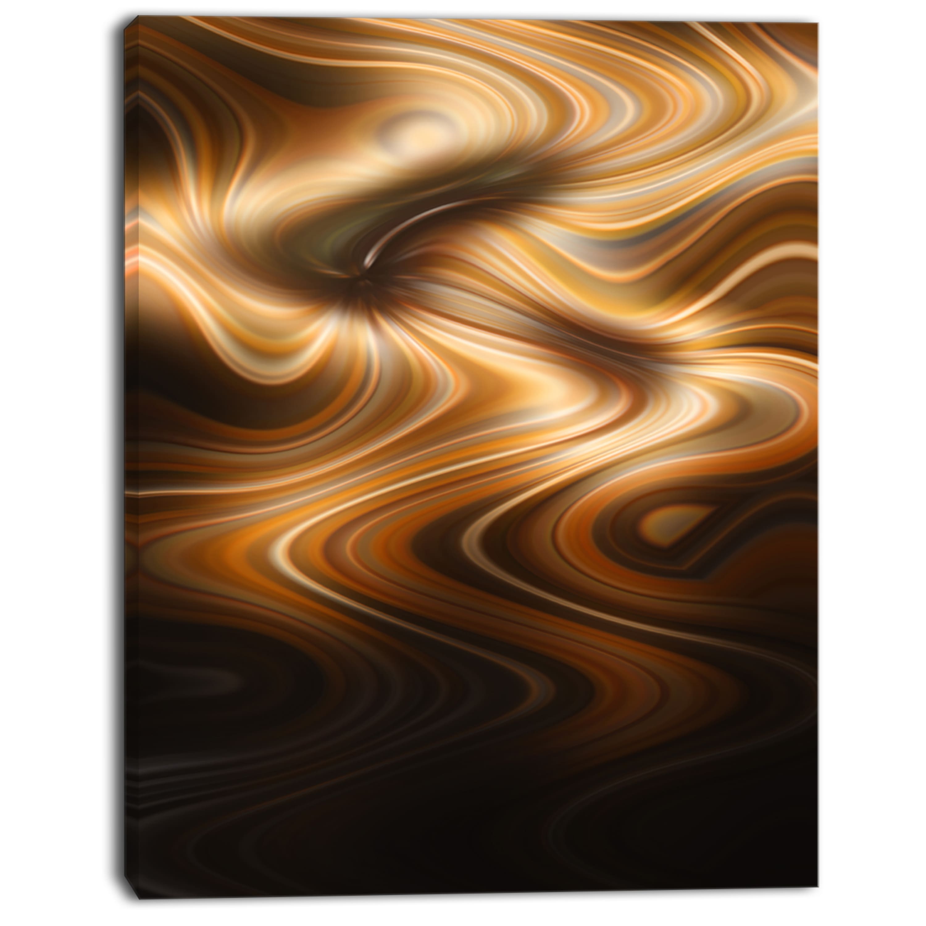 Designart - Brown Curved Waves Texture - Large abstract art