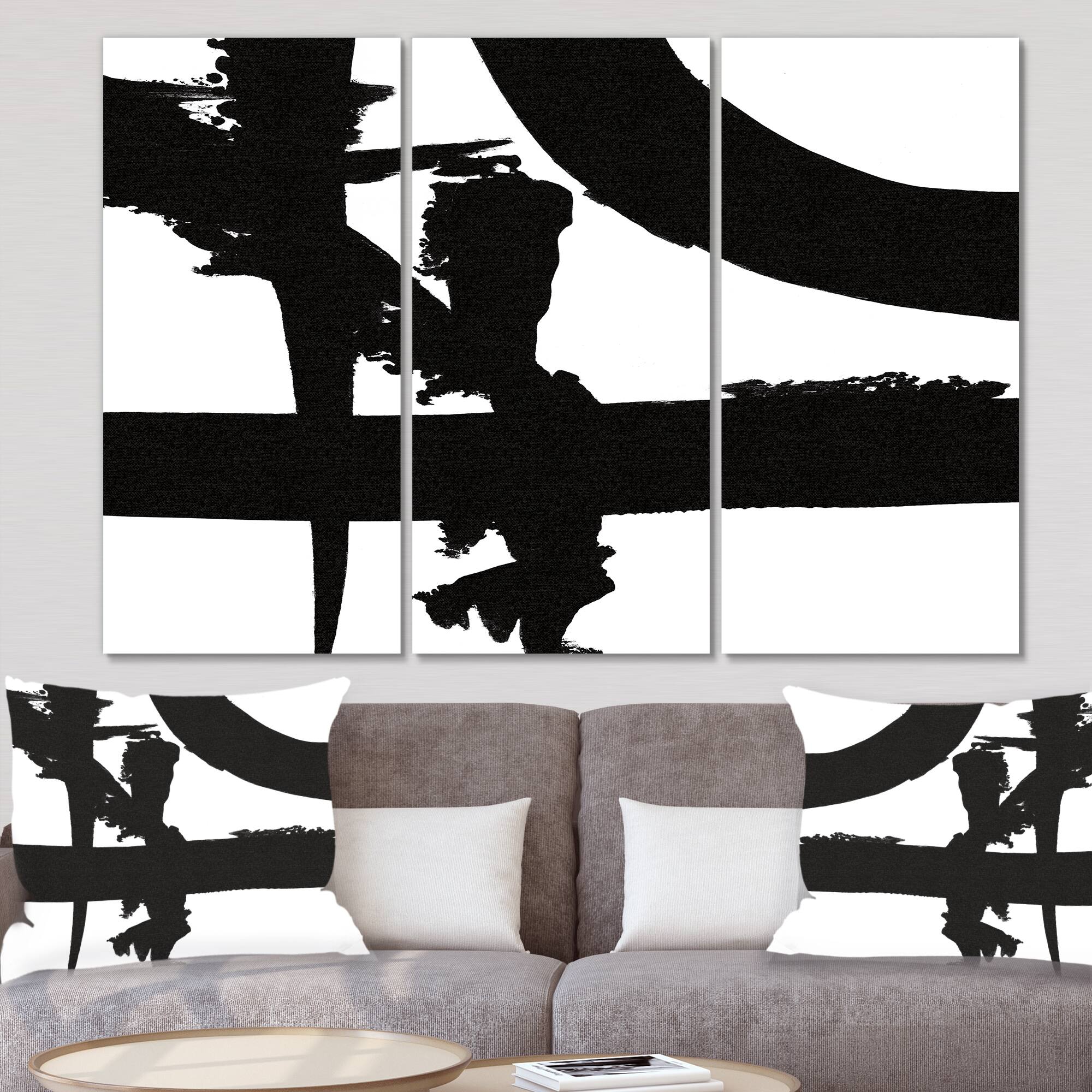 Designart - Black & White Crossing Paths I - Modern Gallery-wrapped Canvas