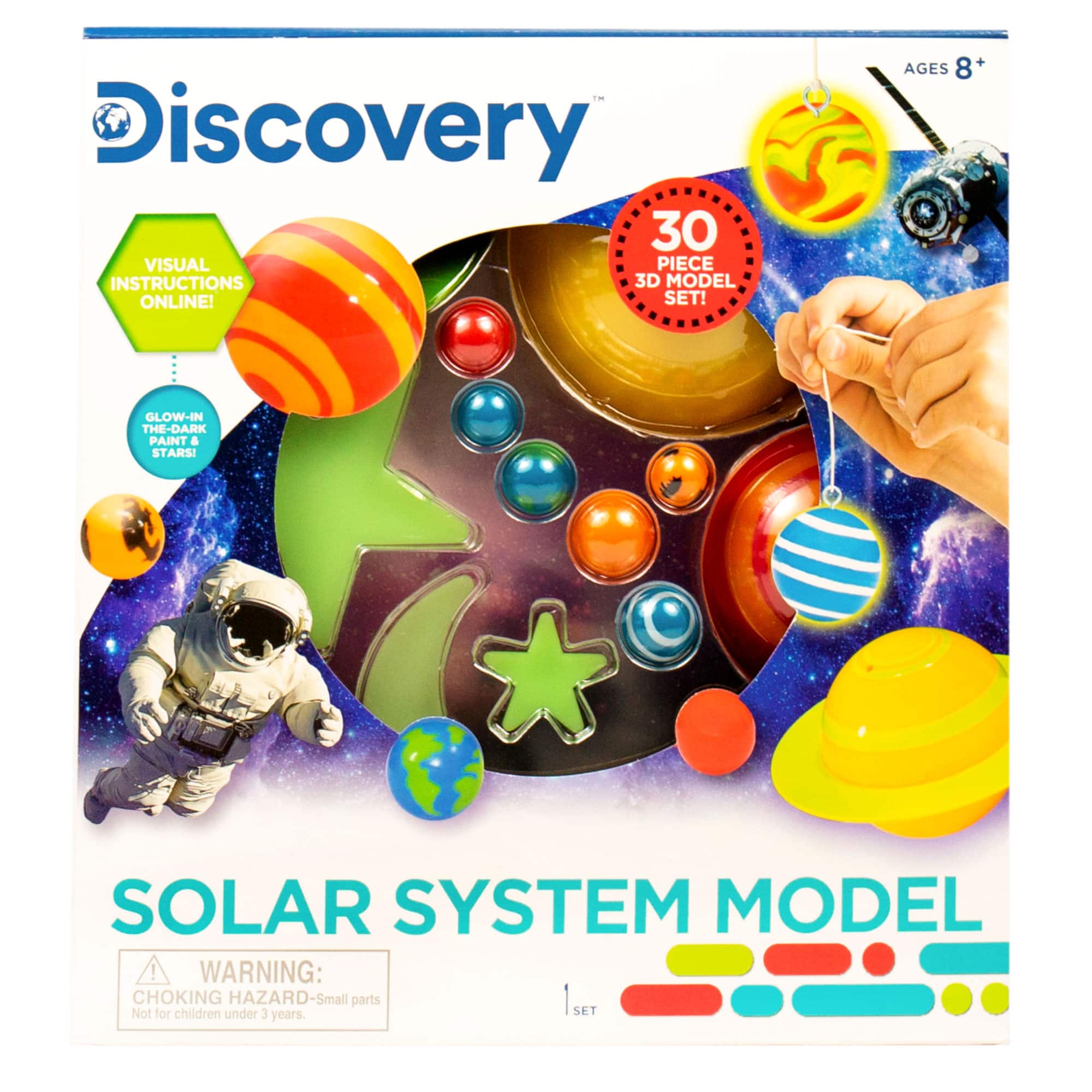 Discovery Kids 3D Solar System Model Kit Glow In Dark STEM 30 Piece Craft Toy 