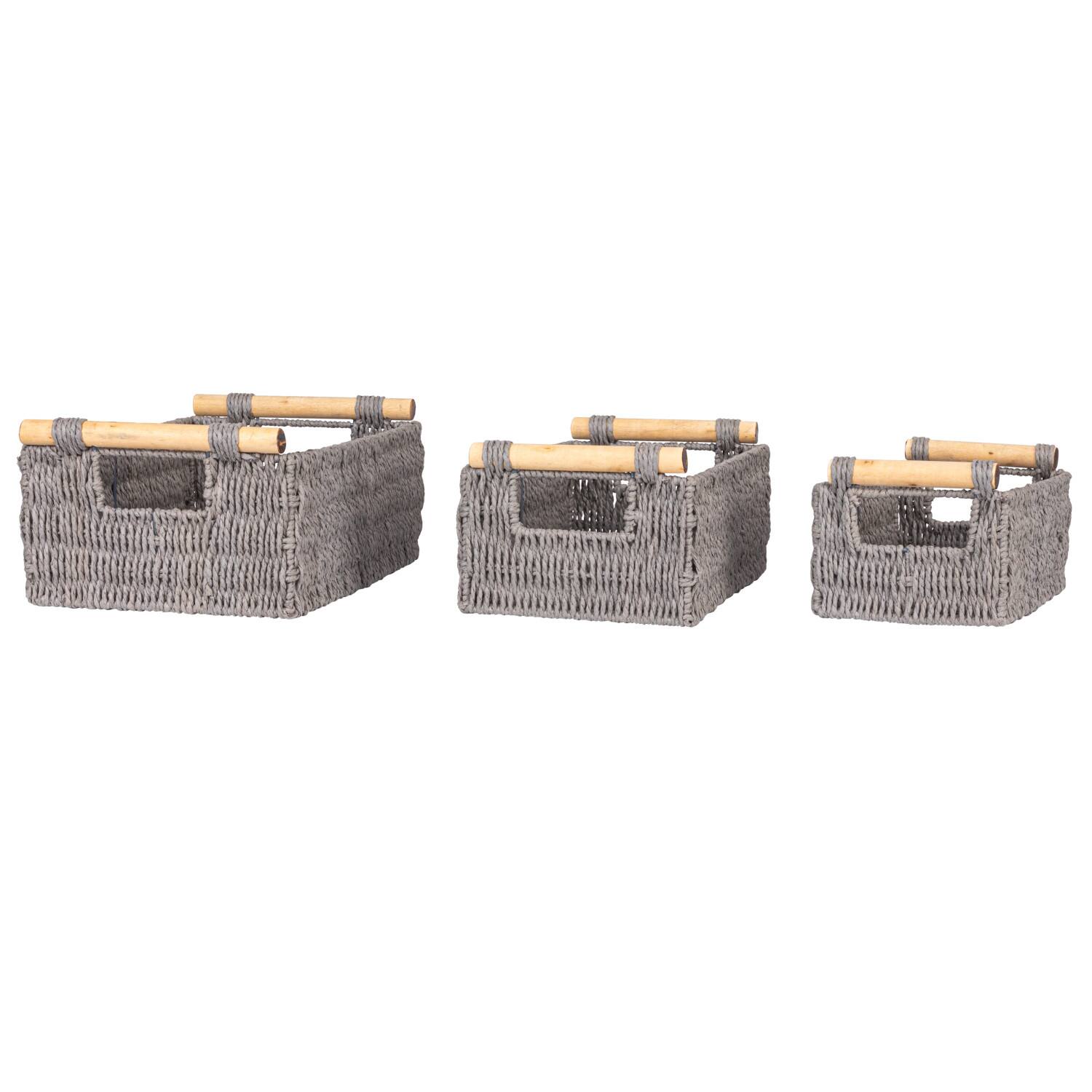 Household Essentials Paper Rope with Wooden Handles Basket Set
