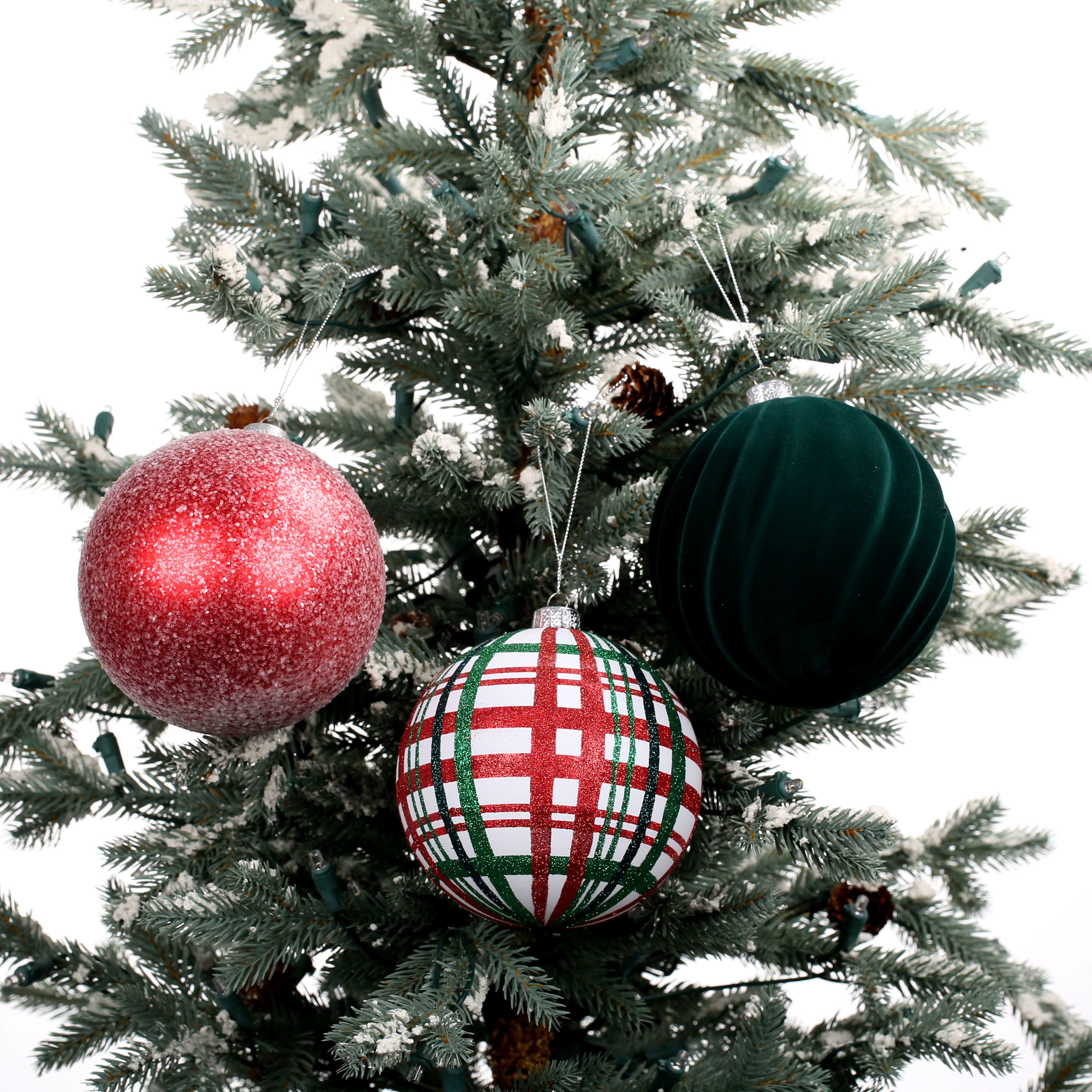 6 Pack 4.75&#x22; Red, White &#x26; Green Shatterproof Ball Ornaments by Ashland&#xAE;