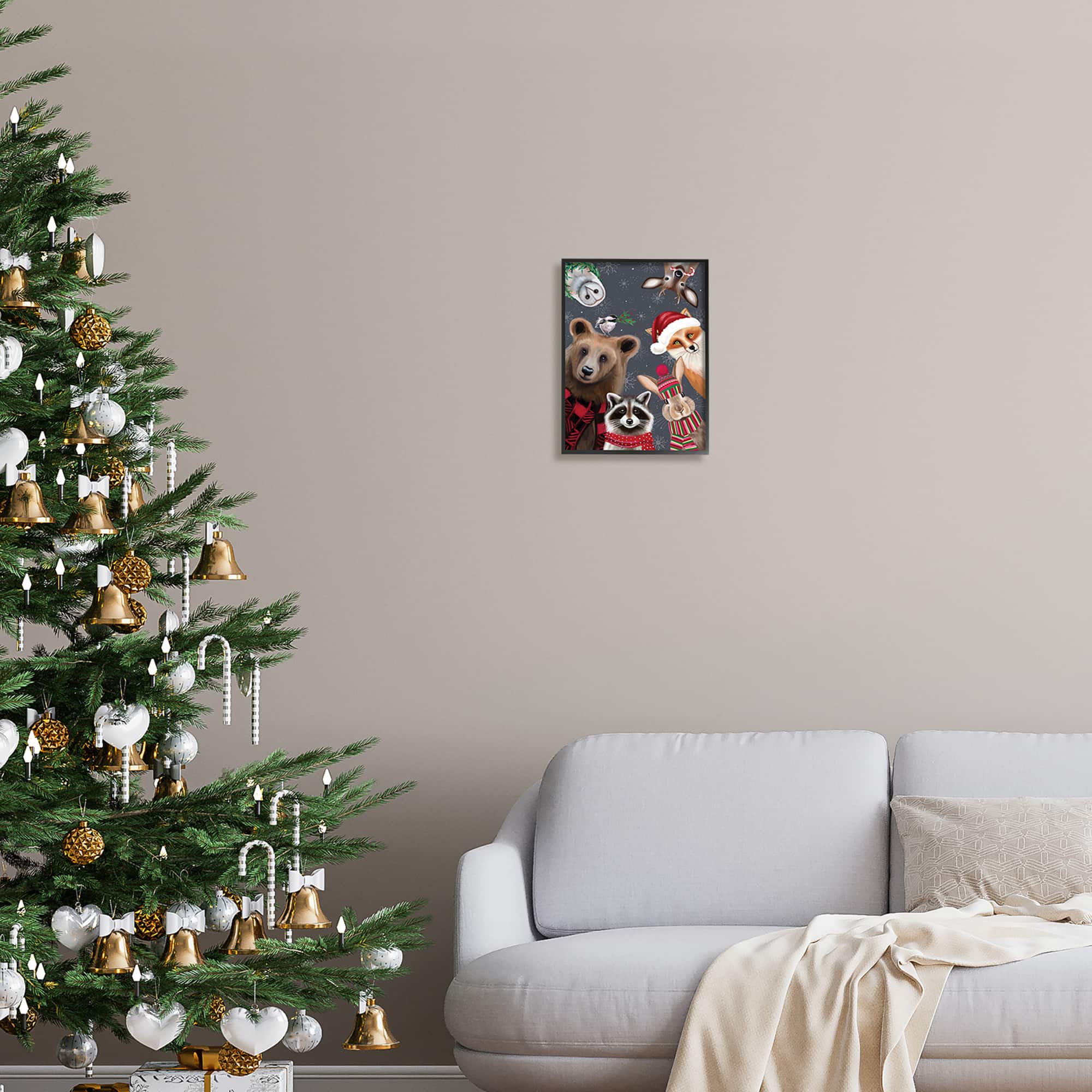 Stupell Industries Cozy Woodland Creatures Patterned Framed Giclee Art