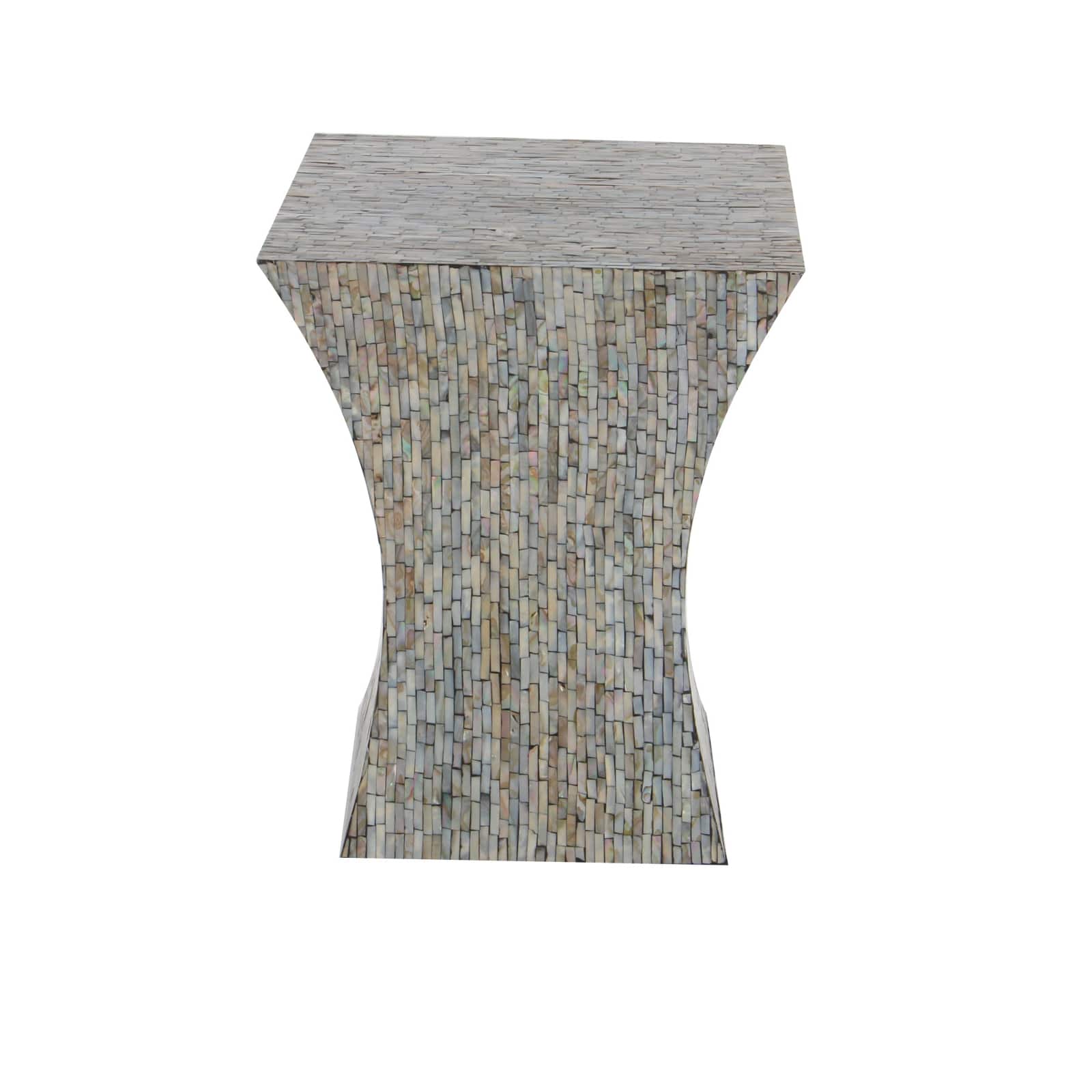 19'' Mussel Shells and Wood Contemporary Accent Table
