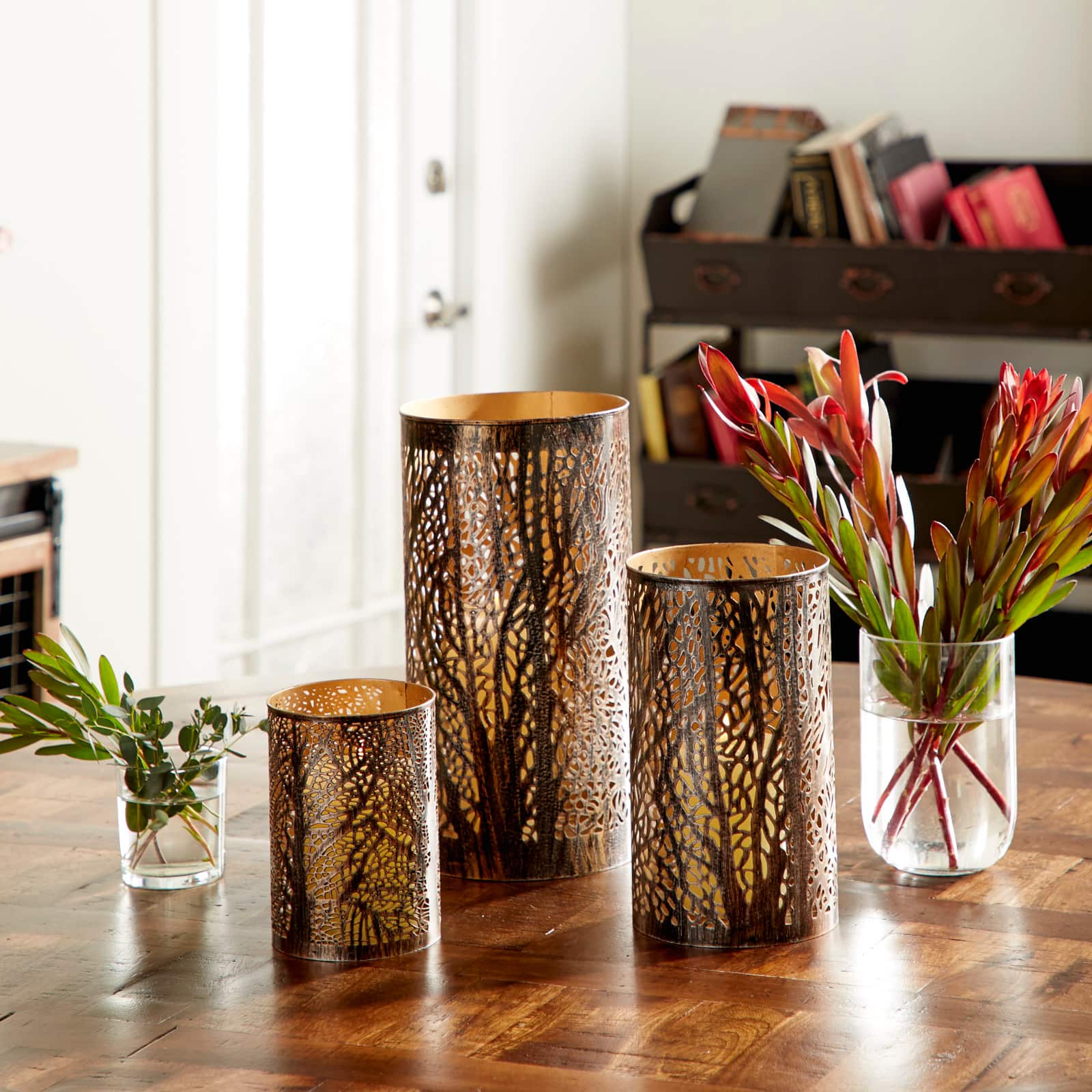 Set of 3 Metal Eclectic Lantern, 6", 9