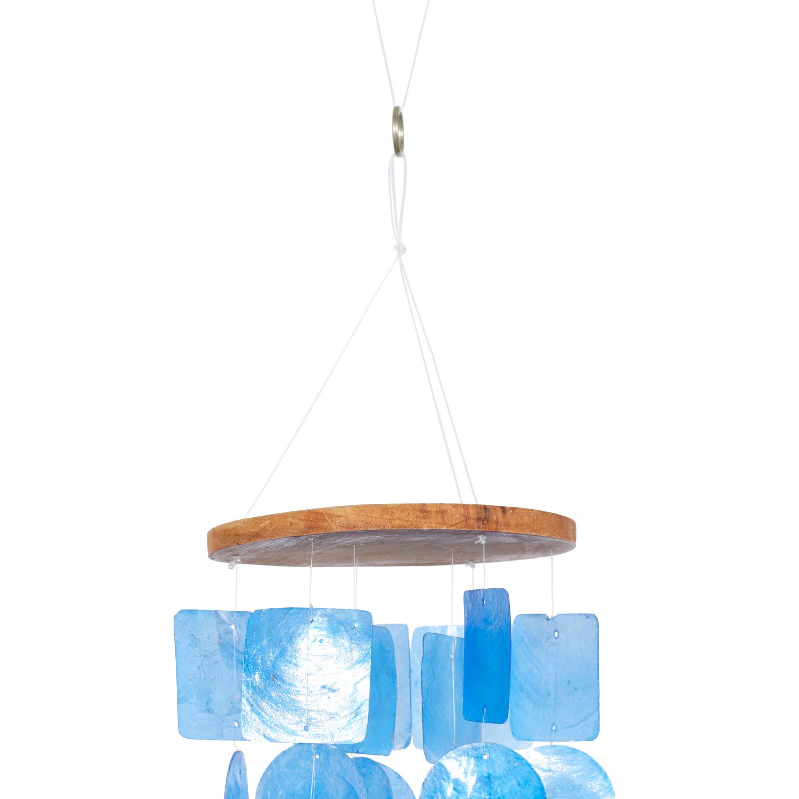 Blue Capiz shell Coastal Windchime, 26&#x22;, 6&#x22;