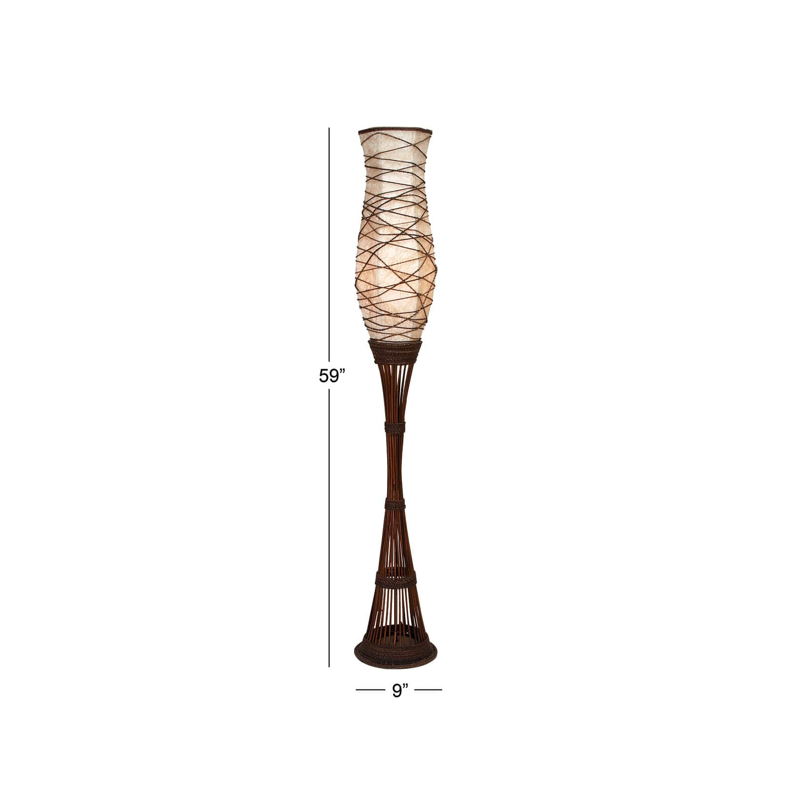 Brown Bamboo and Iron Traditional Floor Lamp, 59&#x22; x 10&#x22; x 10&#x22;