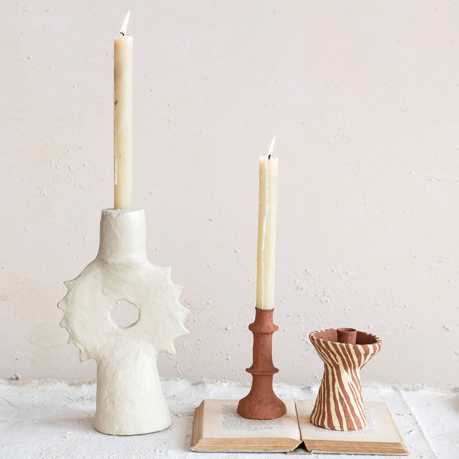 Hello Honey® 12" Handmade Paper Mache Spiked Taper Candle Holder