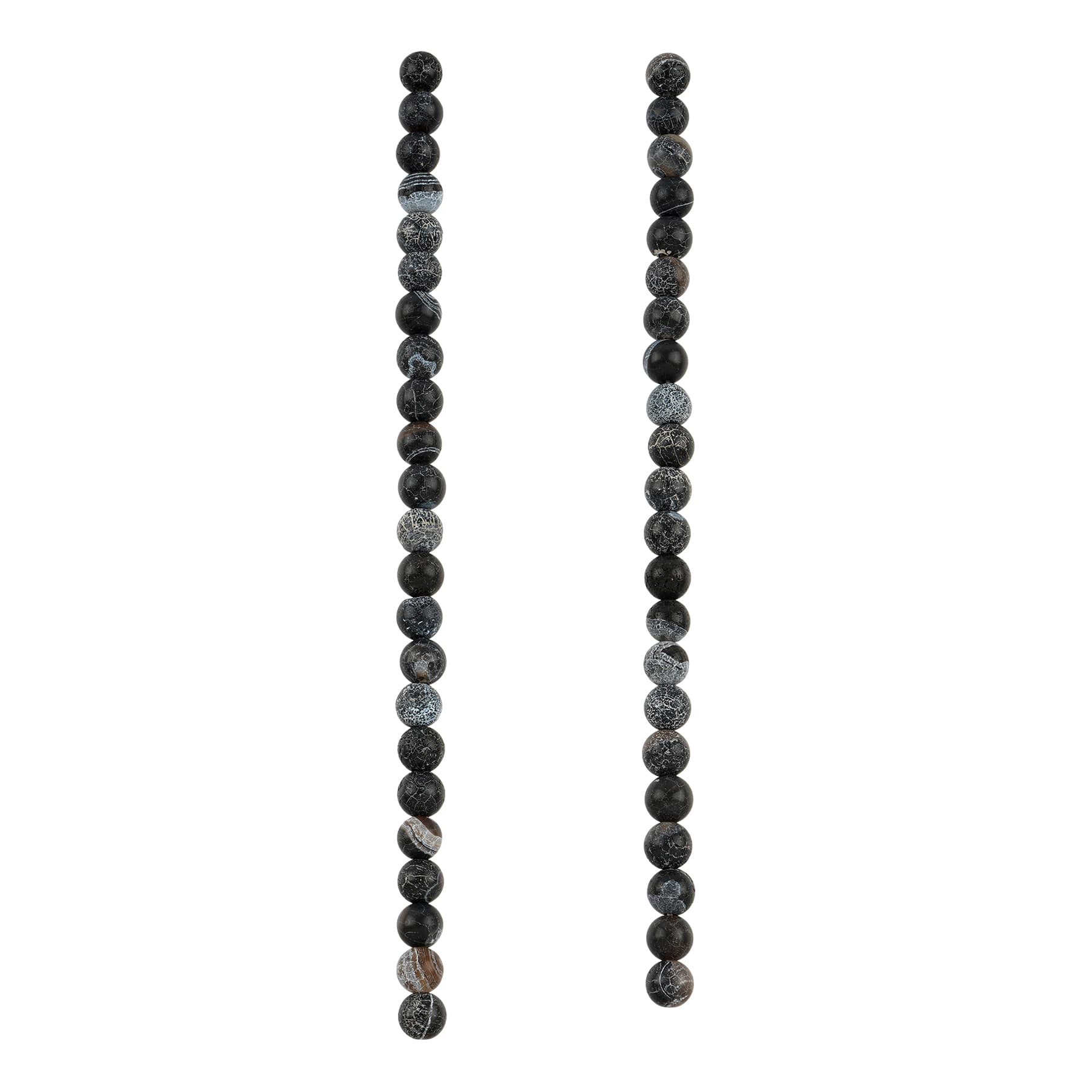 12 Pack: Black Crackle Agate Round Beads, 6mm by Bead Landing™