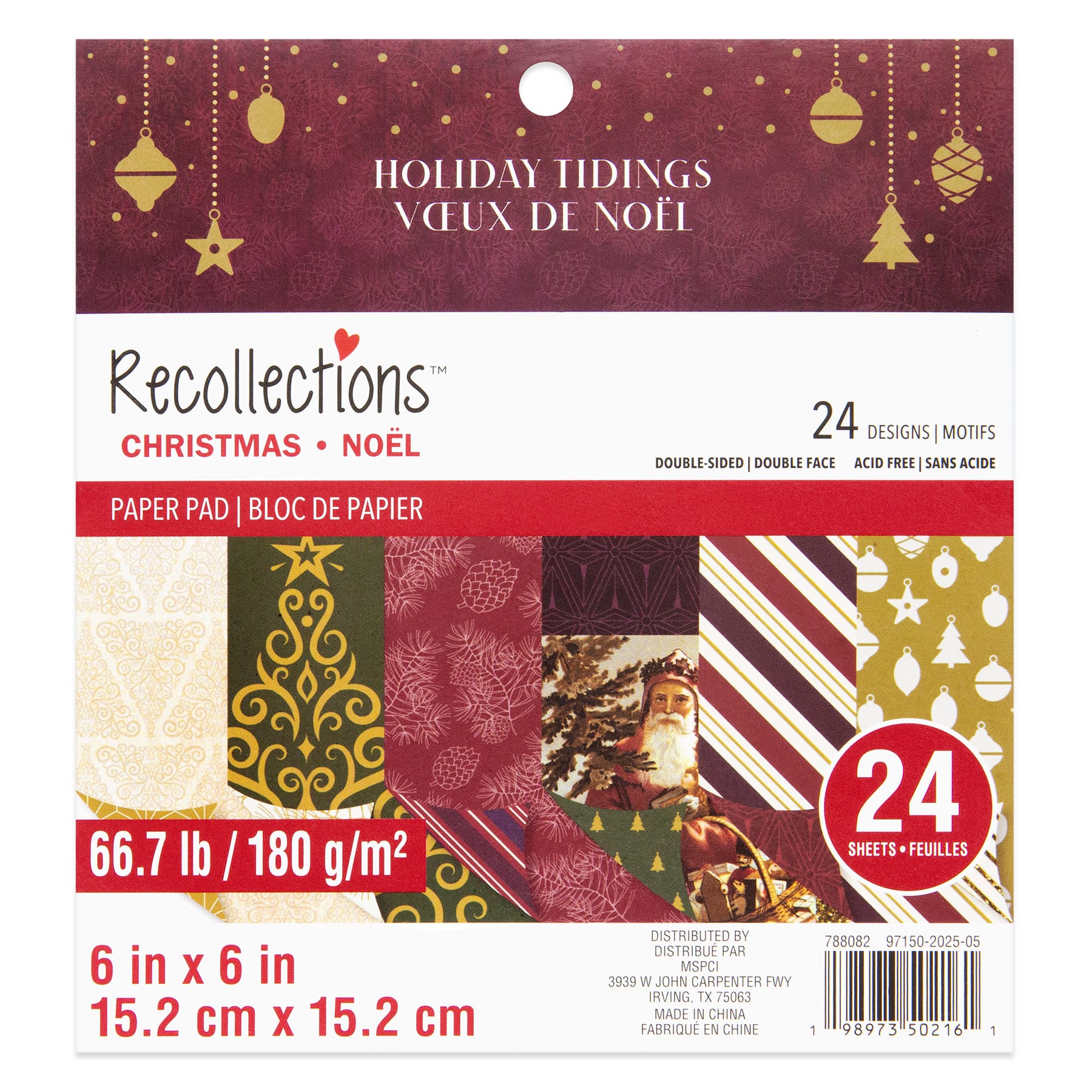 6&#x22; x 6&#x22; Holiday Tidings Double-Sided Paper Pad, 24 Sheets by Recollections&#x2122;