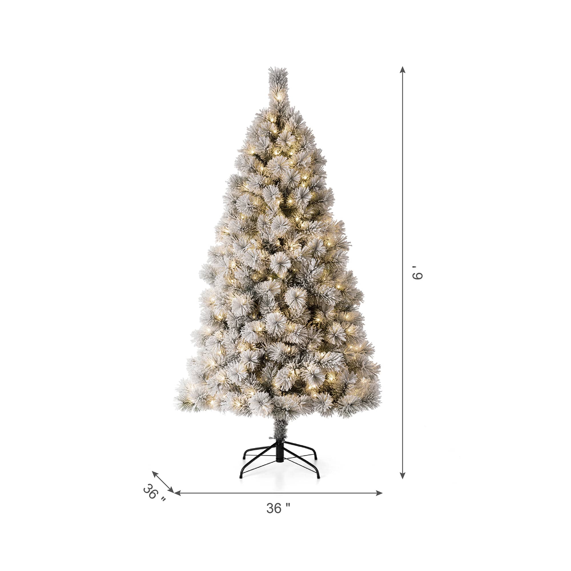 6ft. Pre-Lit Flocked Pine Artificial Christmas Tree, Warm White LED Lights