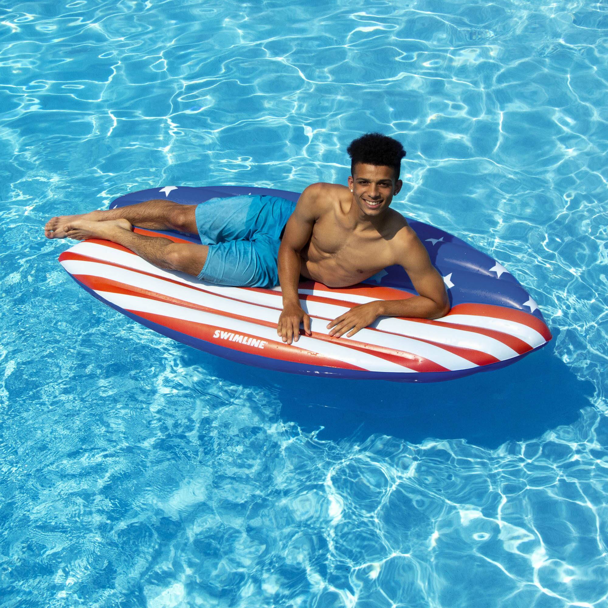 73&#x22; Americana Surfboard Shaped Inflatable Swimming Pool Lounge Float