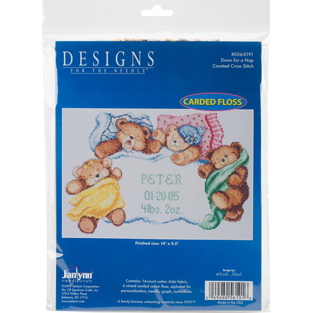 Janlynn® Down For A Nap Birth Announcement Counted Cross Stitch Kit