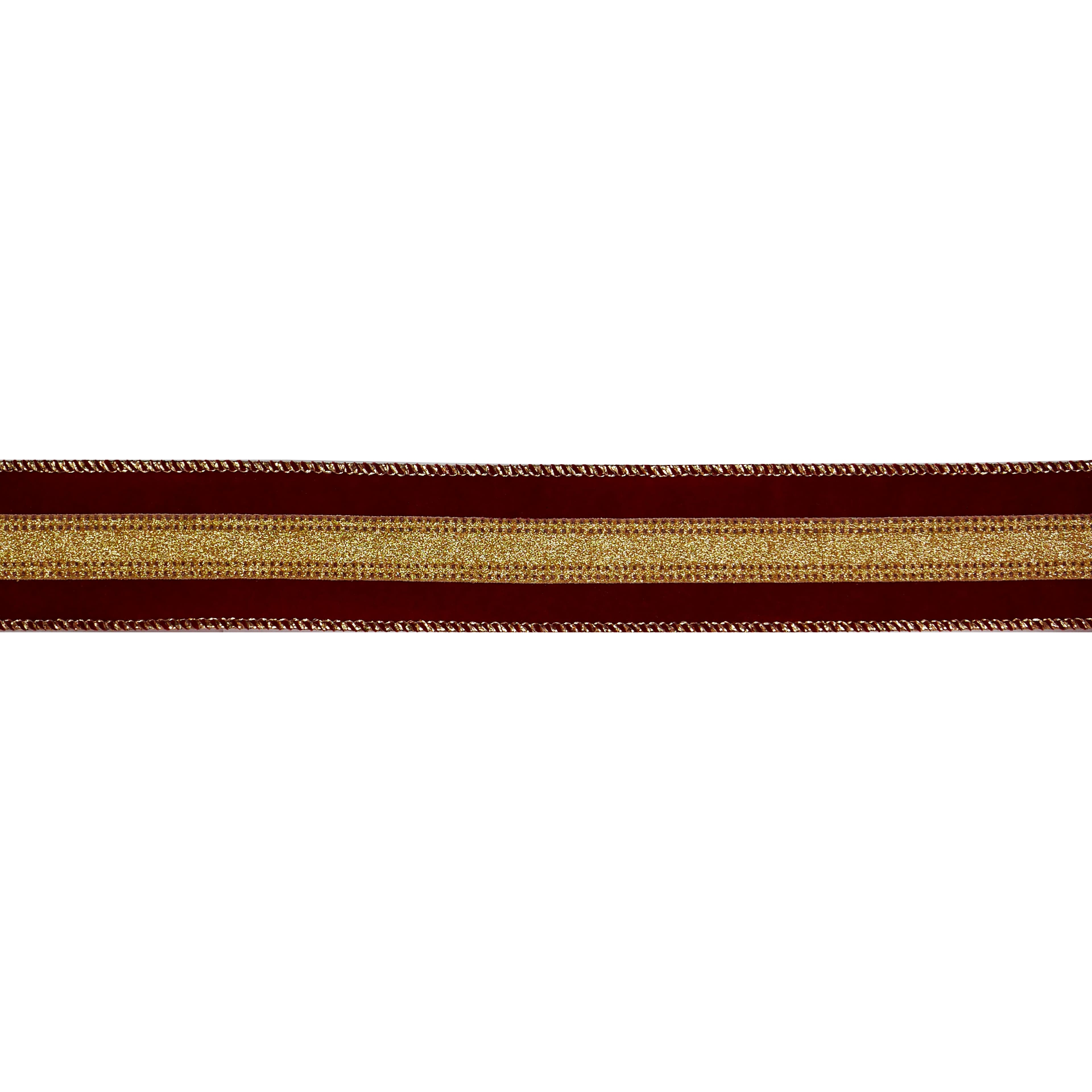 1.5&#x22; x 25ft. Burgundy &#x26; Gold Stripes Wired Ribbon by Celebrate It&#xAE;