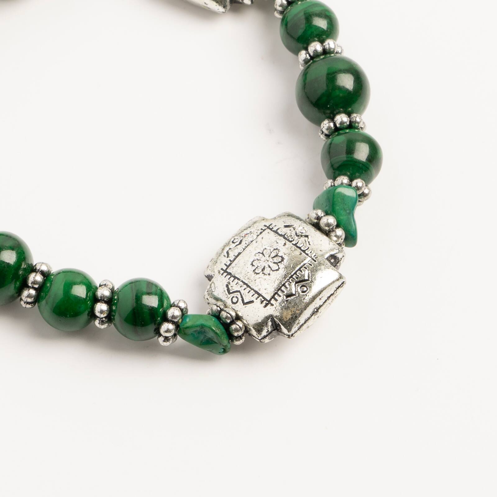 John Bead Malachite No.99 Natural Stone Stretch Bracelet