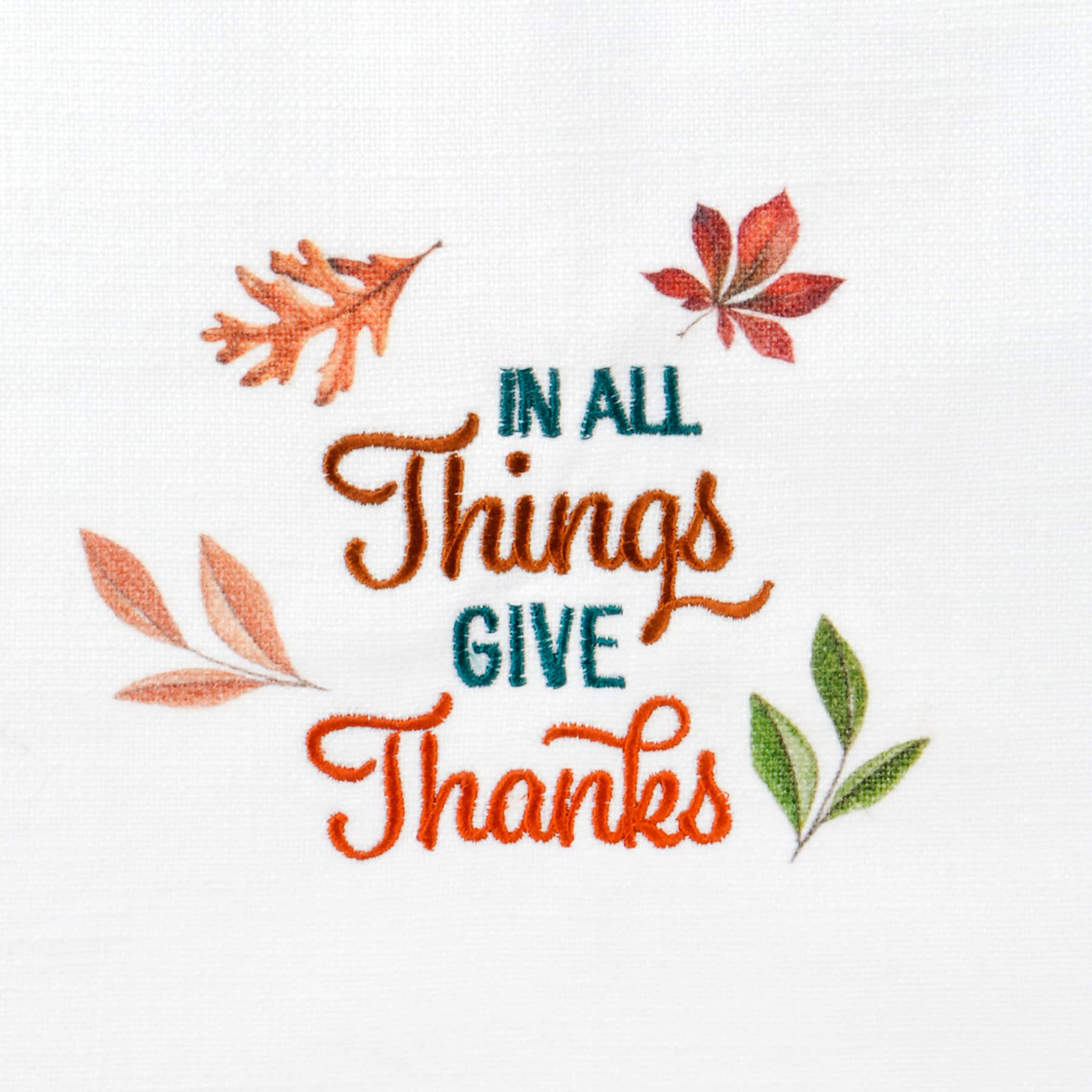 Give Thanks Embroidered Tea Towel by Makery&#x2122;