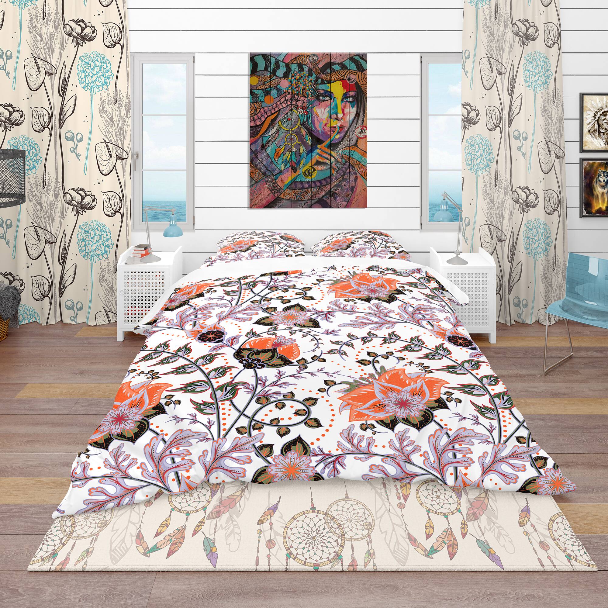 Designart 'Pattern, Vintage Decorative Elements' Bohemian & Eclectic Bedding Set - Duvet Cover & Shams