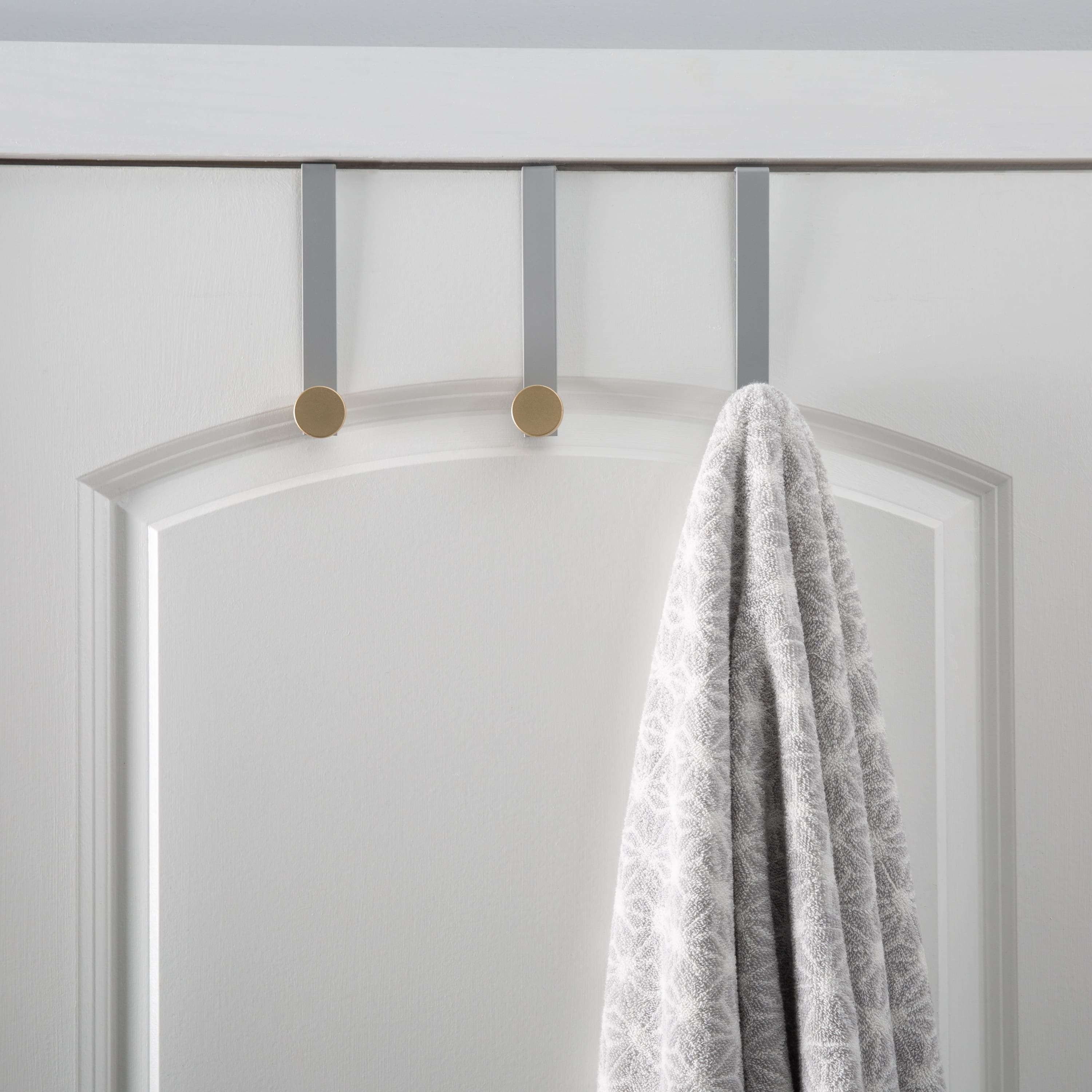 Elle D&#xE9;cor Gray 3 Pack Single Over the Door Hooks