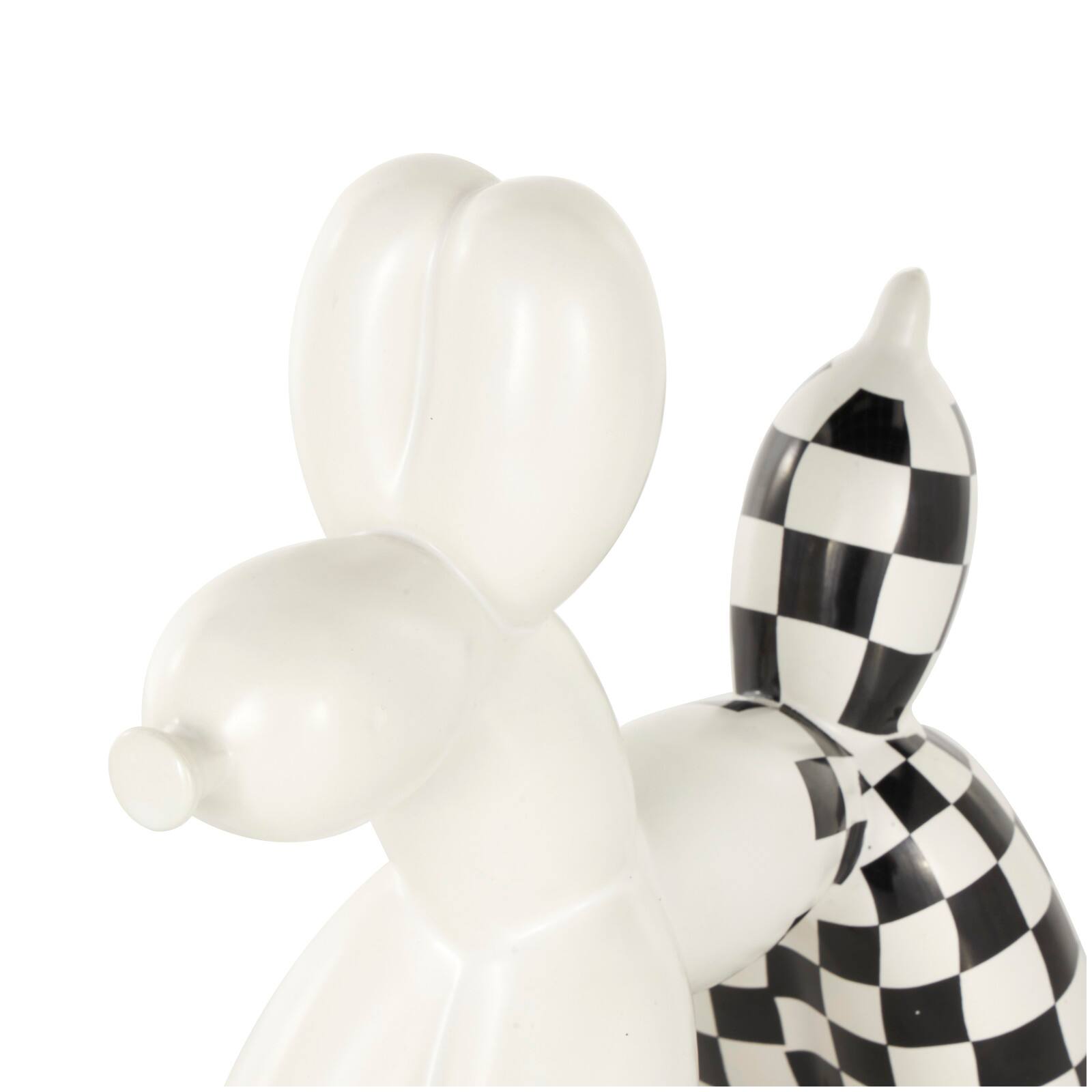 White Ceramic Checkered Dog Balloon Sculpture Set