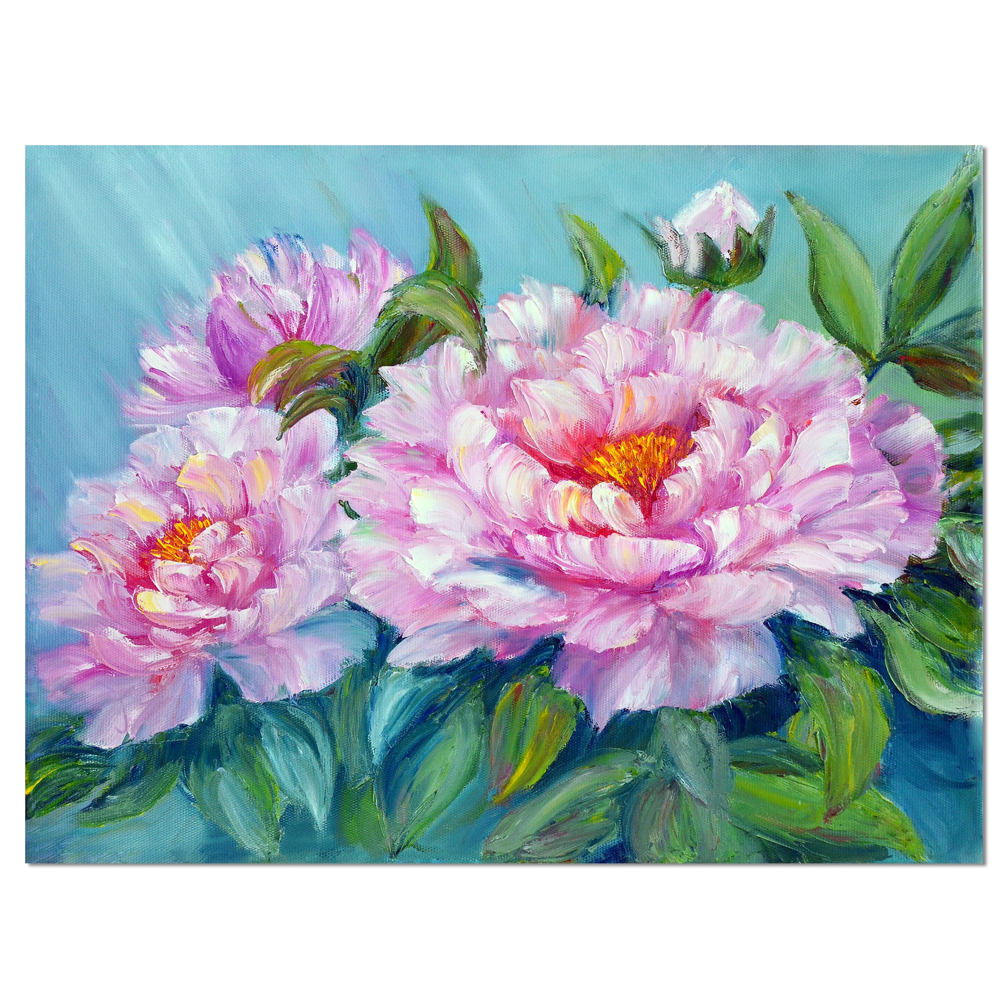 Designart - Pink Peonies - Floral Art Canvas Print