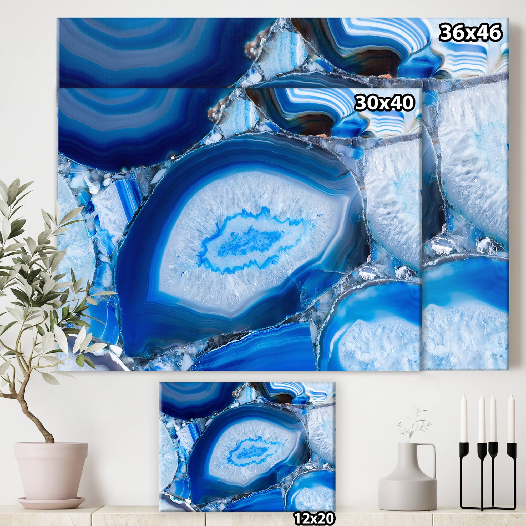 Designart - Blue Agate Geode - Mid-Century Modern Canvas Art