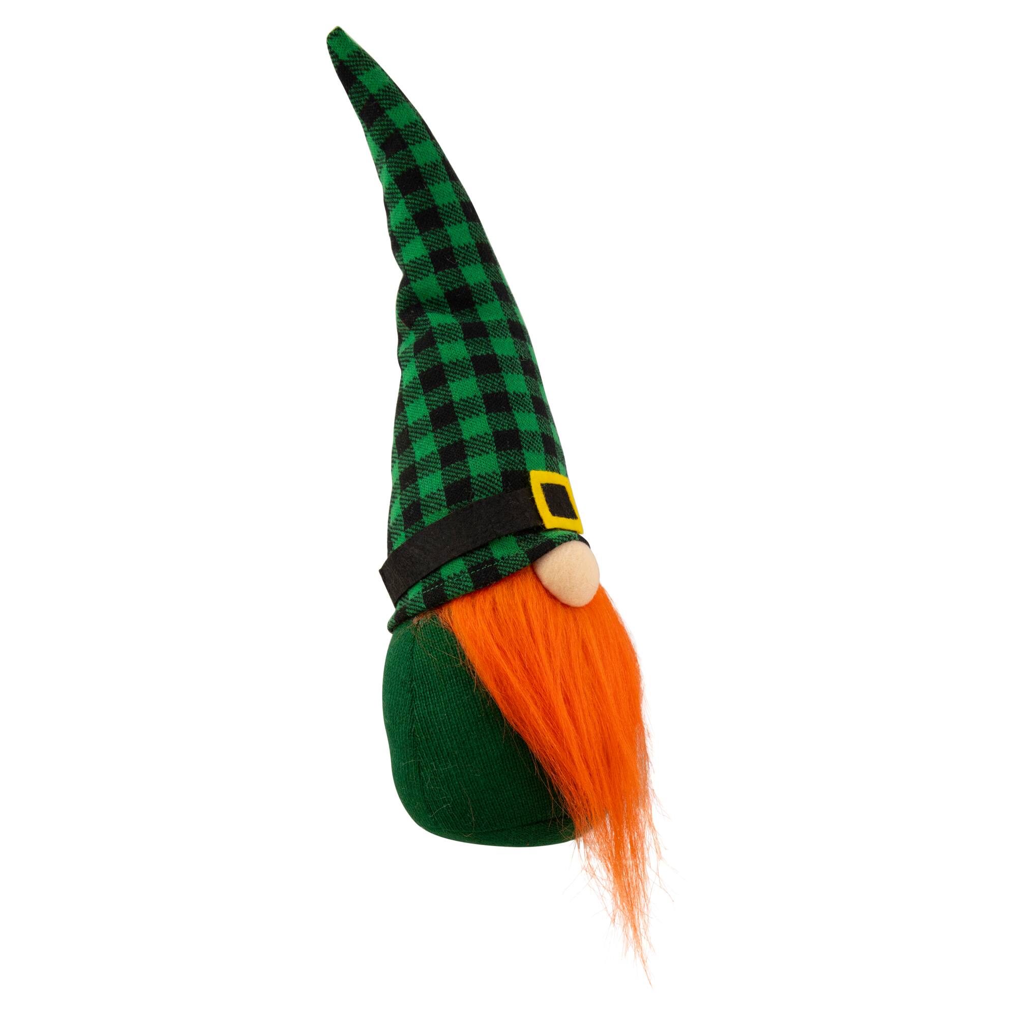 13&#x22; Green and Black Plaid St. Patrick&#x27;s Day Leprechaun Gnome