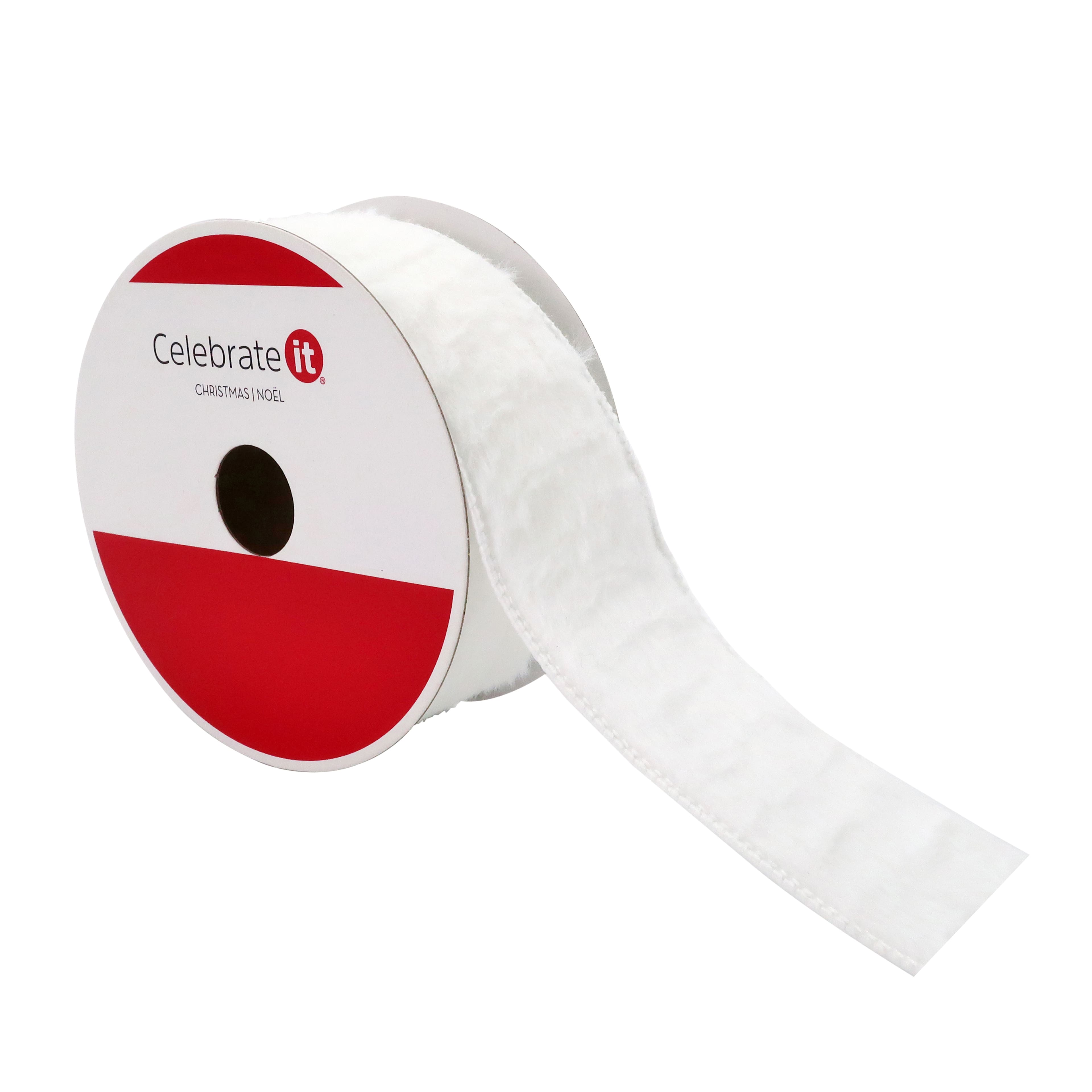 2.5&#x22; x 15ft. White Faux Fur Wired Ribbon by Celebrate It&#xAE;