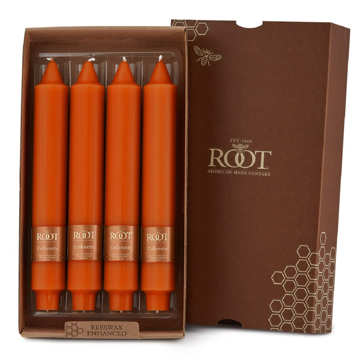 Root Candles 9" Unscented Smooth Collenette Taper Candles, 4ct.