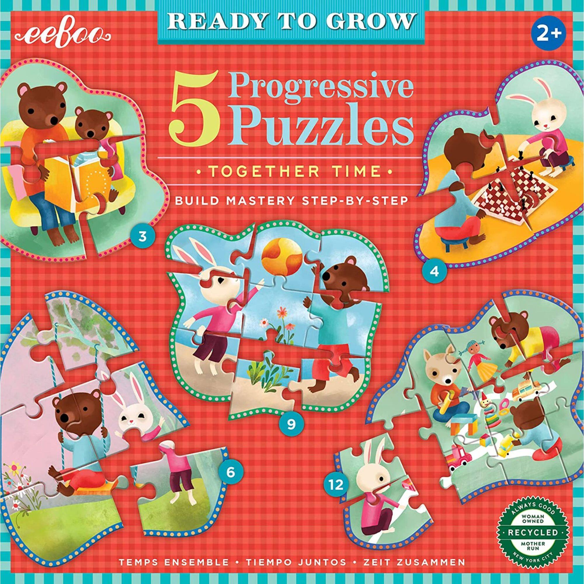 eeBoo Ready to Grow Together Time 5 Progressive Puzzles