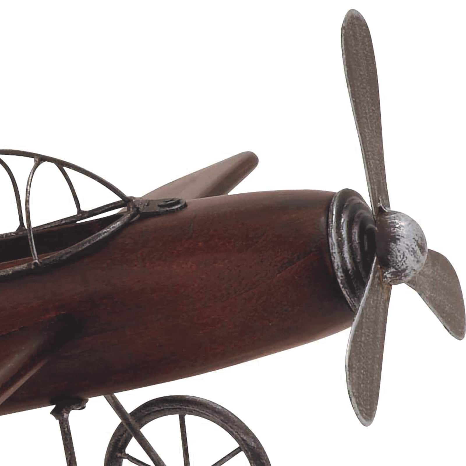 Brown Wood Vintage Sculpture, Airplane 9" x 16" x 14"