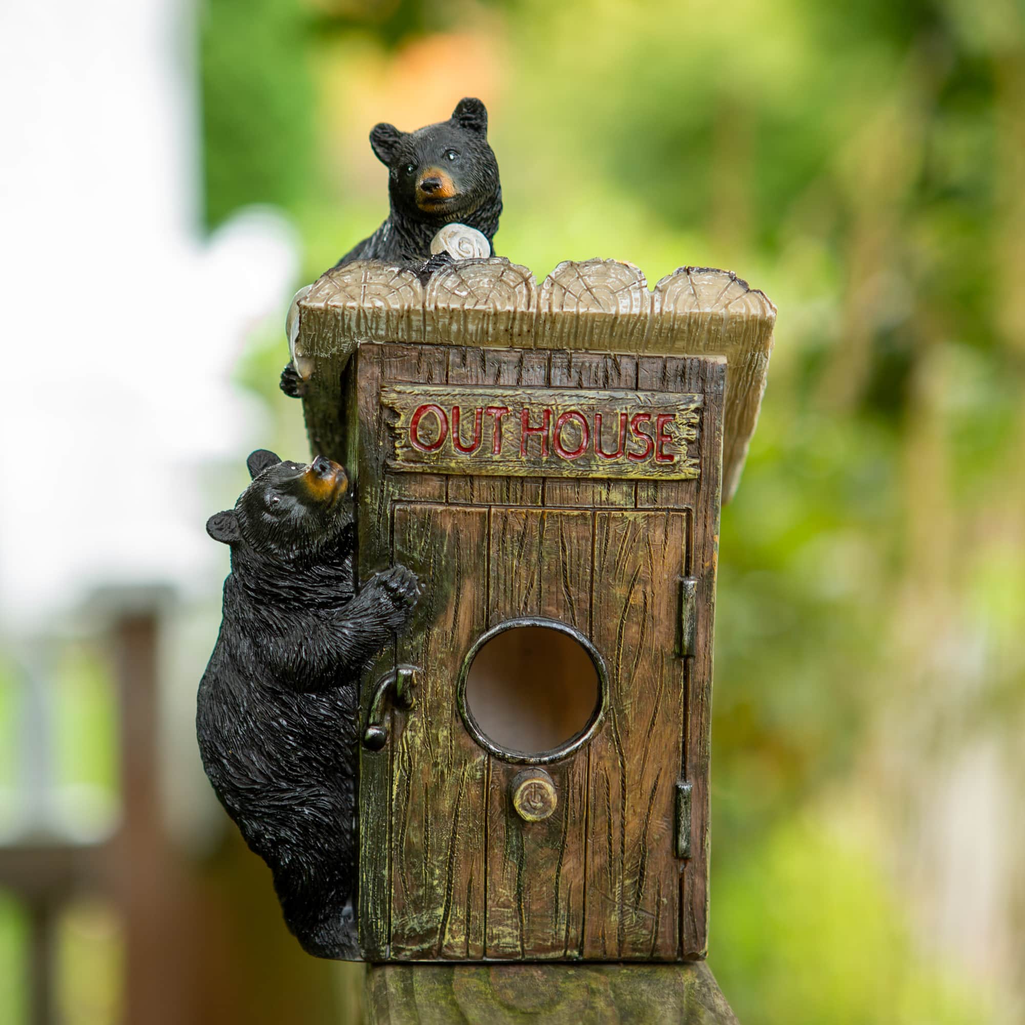 8.5&#x27;&#x27; Black Bear Outhouse Birdhouse 