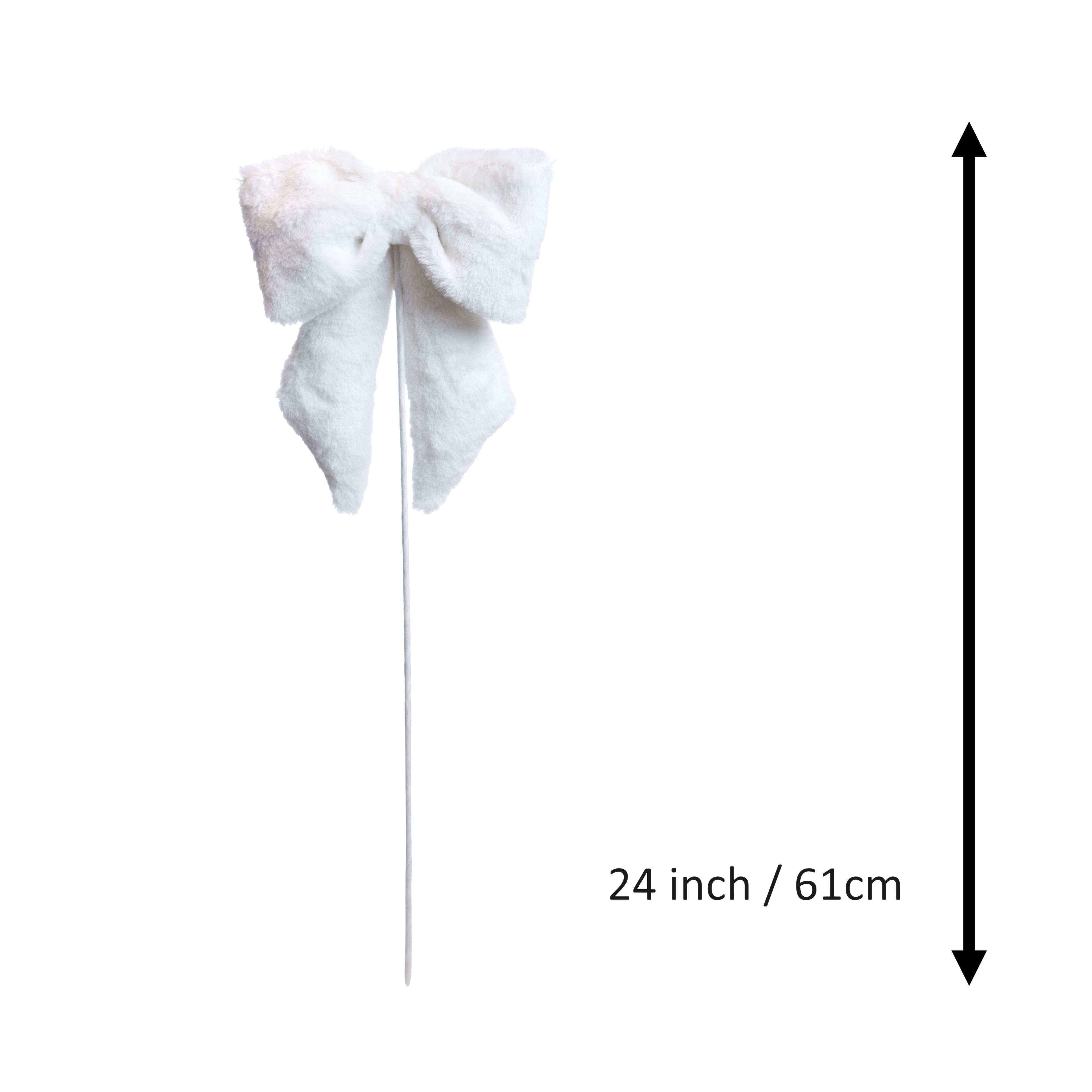 24&#x22; White Faux Fur Bow Stem by Ashland&#xAE;