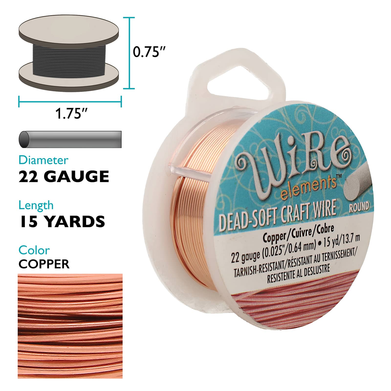The Beadsmith&#xAE; Wire Elements&#x2122; 22 Gauge Tarnish Resistant Soft Temper Wire, 15yd.