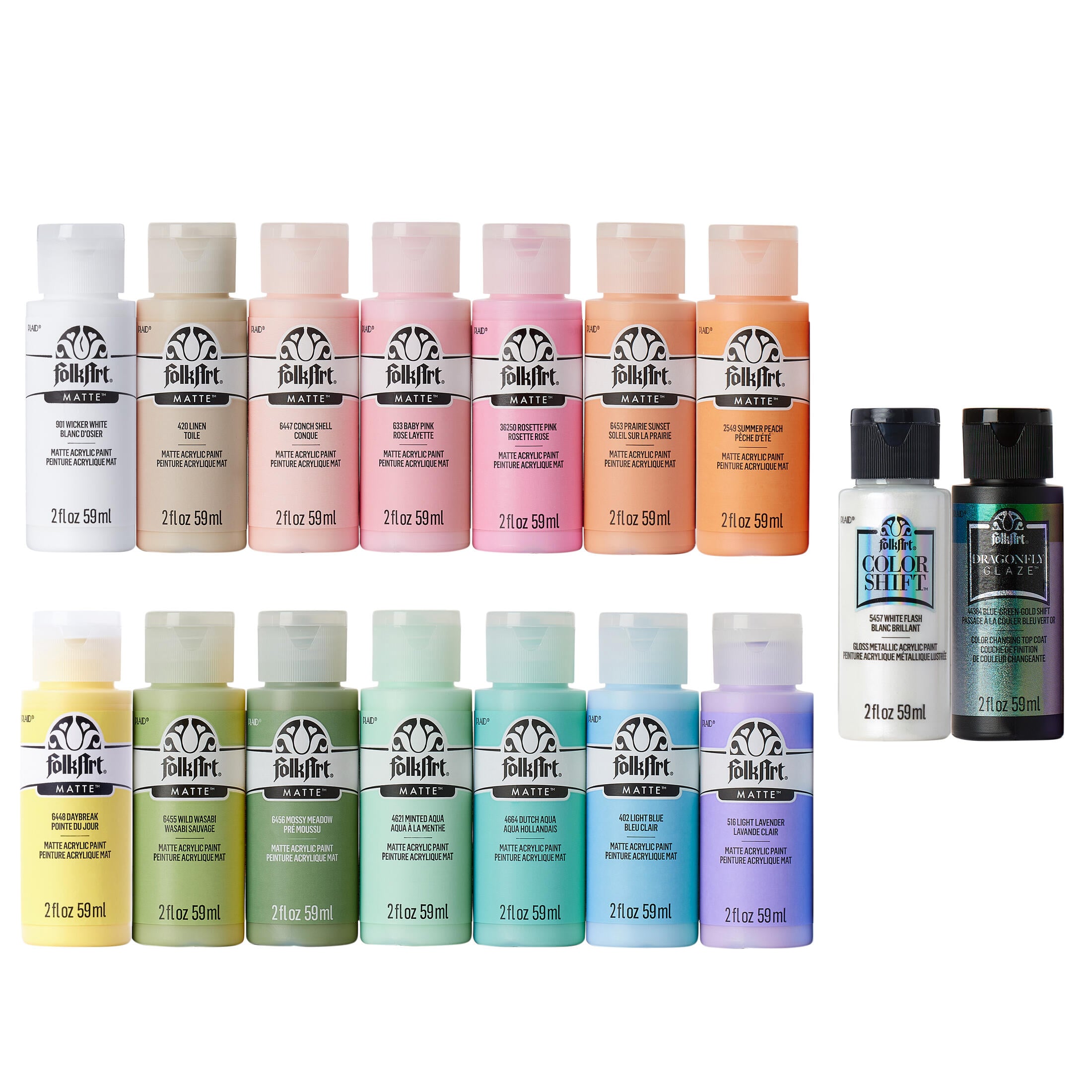 FolkArt&#xAE; Pastel Rainbow Acrylic Value Paint Set