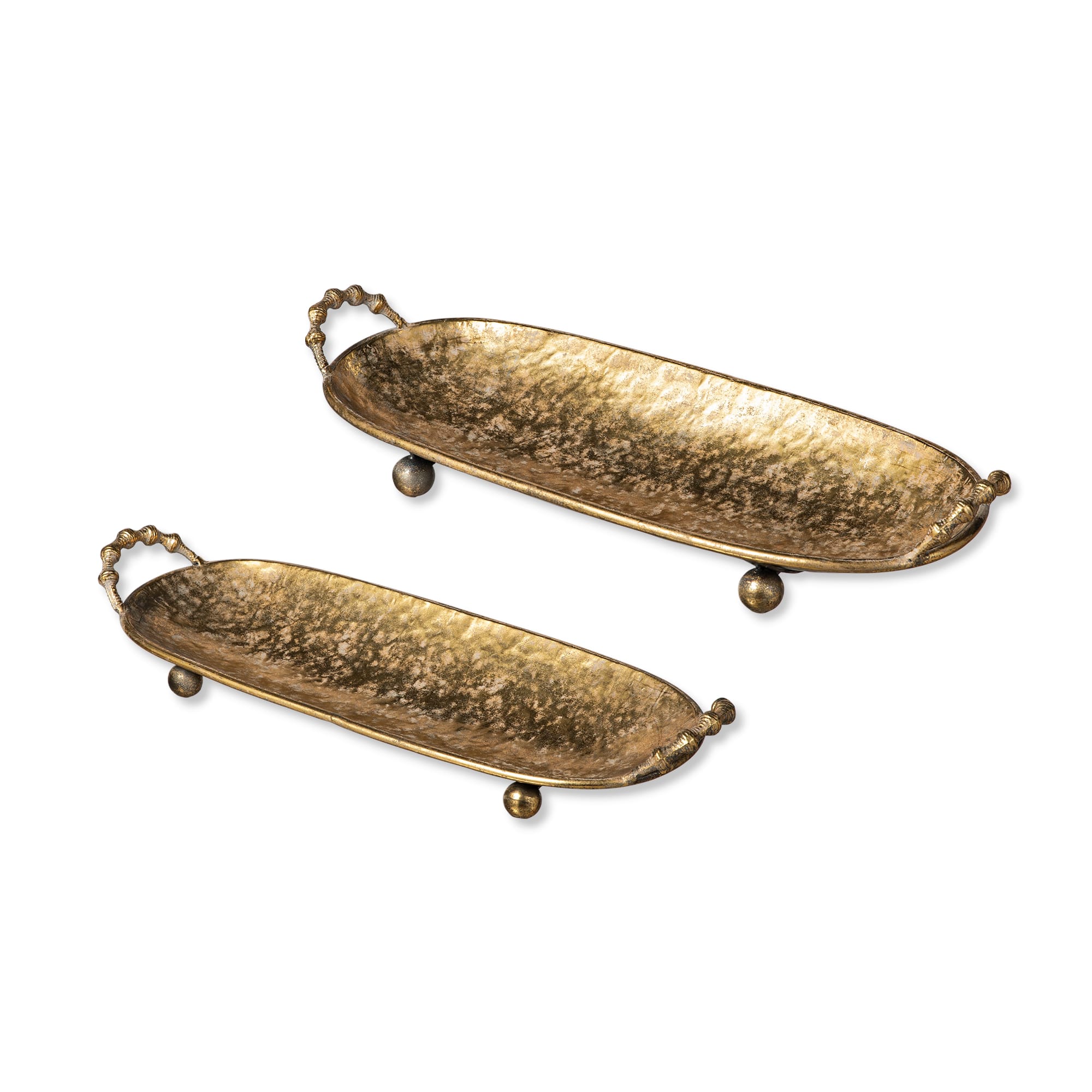 Glitzhome&#xAE; Gold Oval Metal Decorative Trays Set