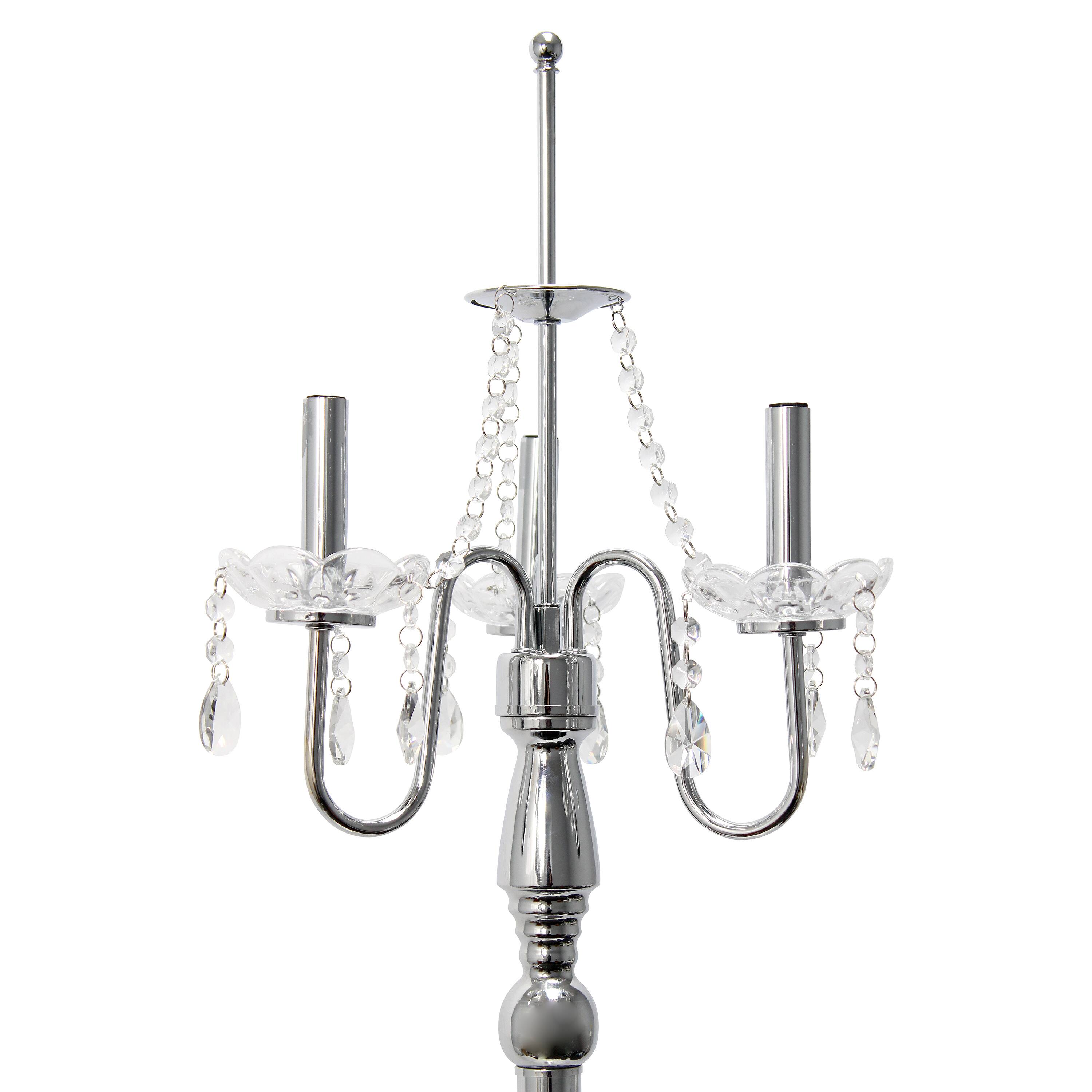 Elegant Designs™ 5ft. Gray Crystal and Chrome Floor Lamp with Drum Shade