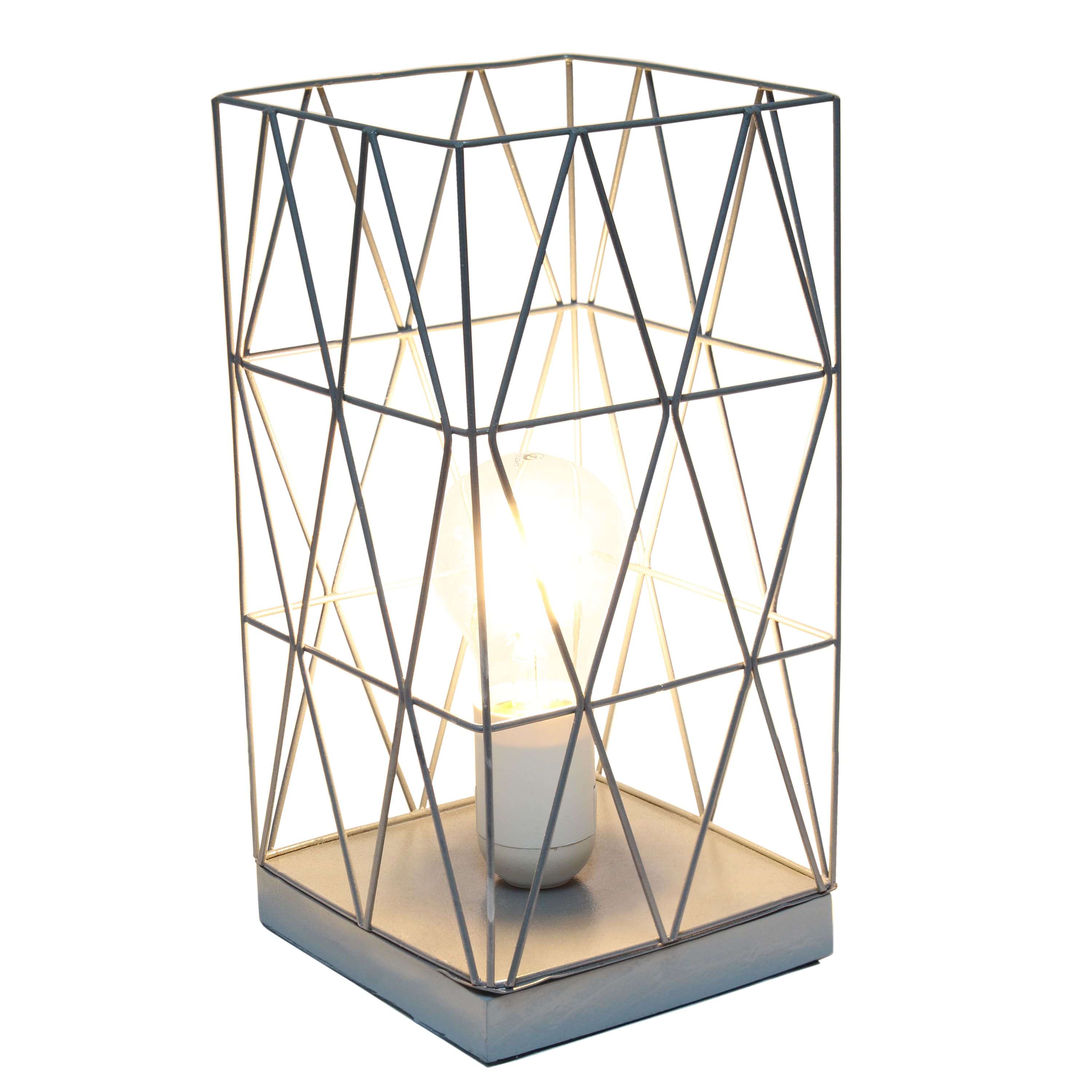 Simple Designs 10" Geometric Square Metal Table Lamp
