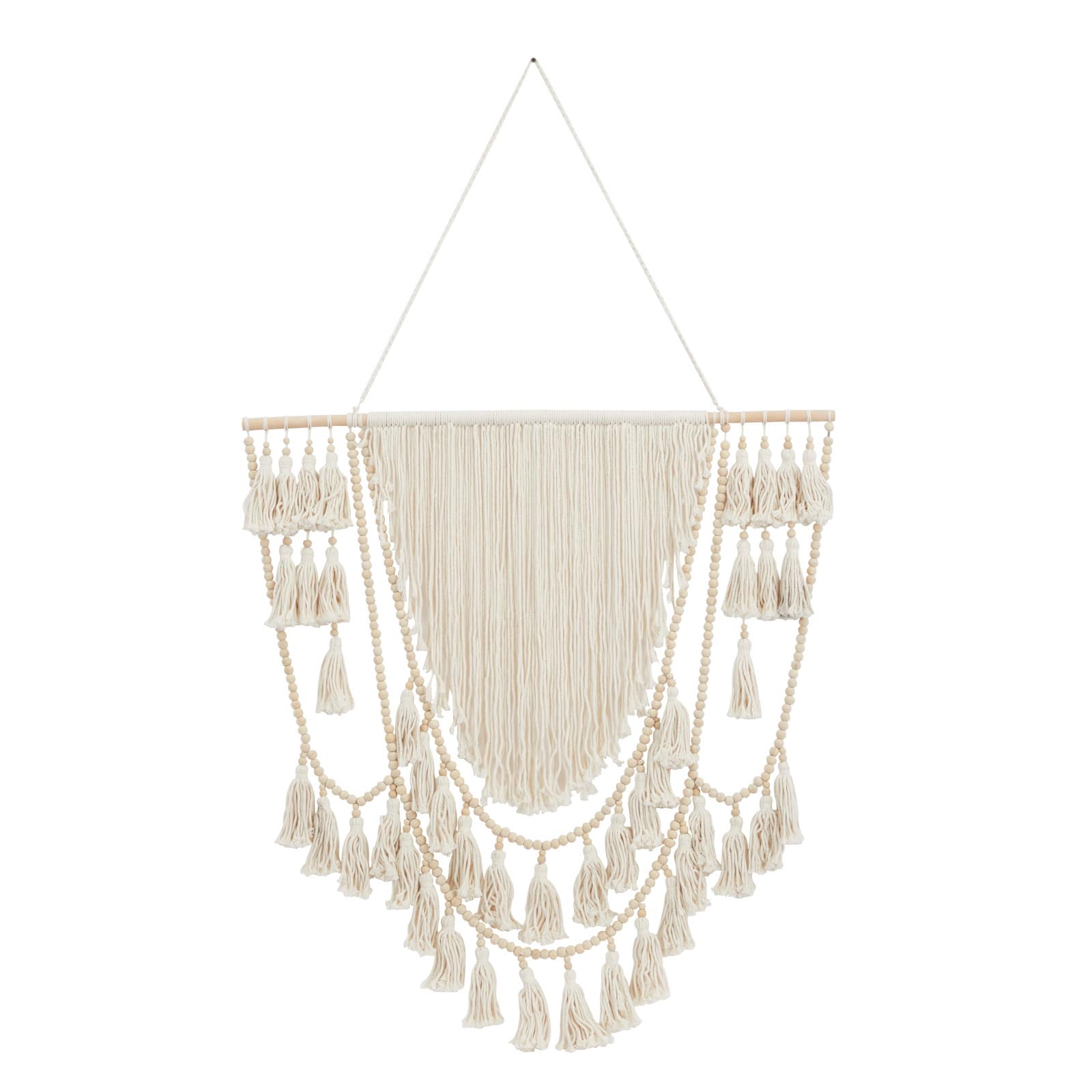 66" Traditional Macramé & Wood Wall Décor