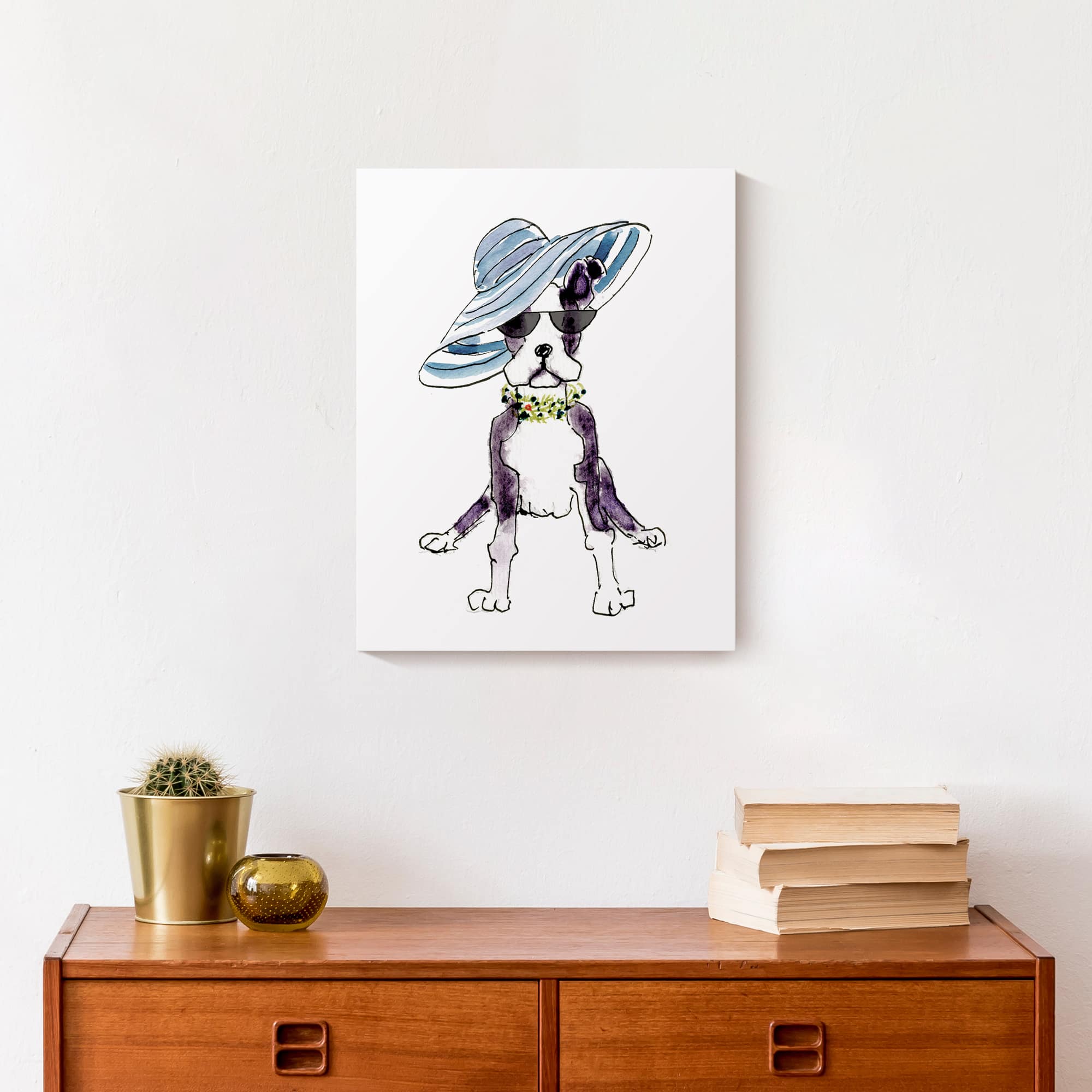 Cute Fashion Hat Dog 1 Canvas Wall Art
