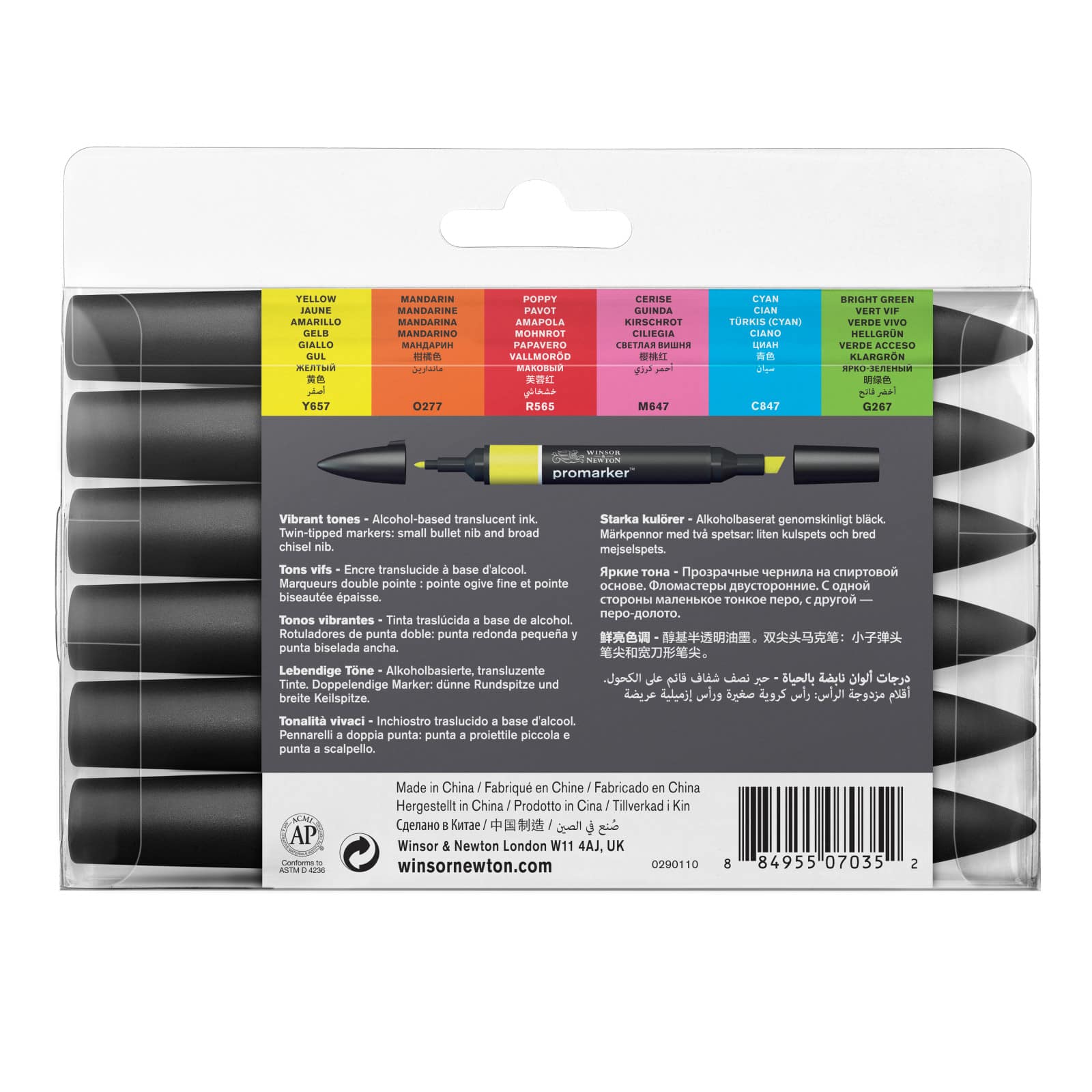 Winsor & Newton® ProMarker™ Vibrant Tones 6 Marker Set
